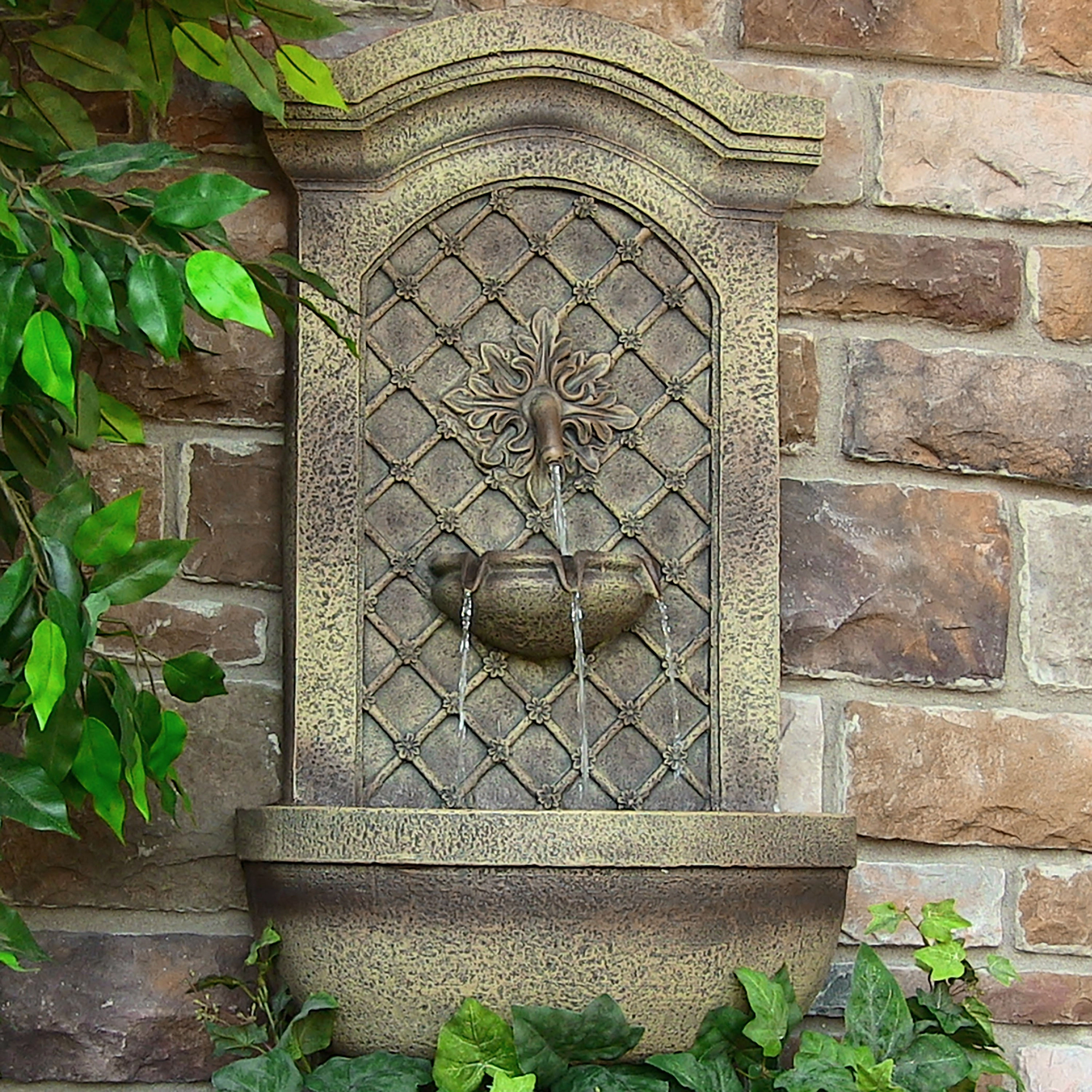 Sunnydaze Rosette Solar Wall Fountain with Battery Backup