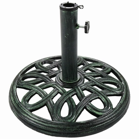 Sunnydaze Round Cast Iron Outdoor Patio Umbrella Base Stand - 17"adjustable height outdoor parasol