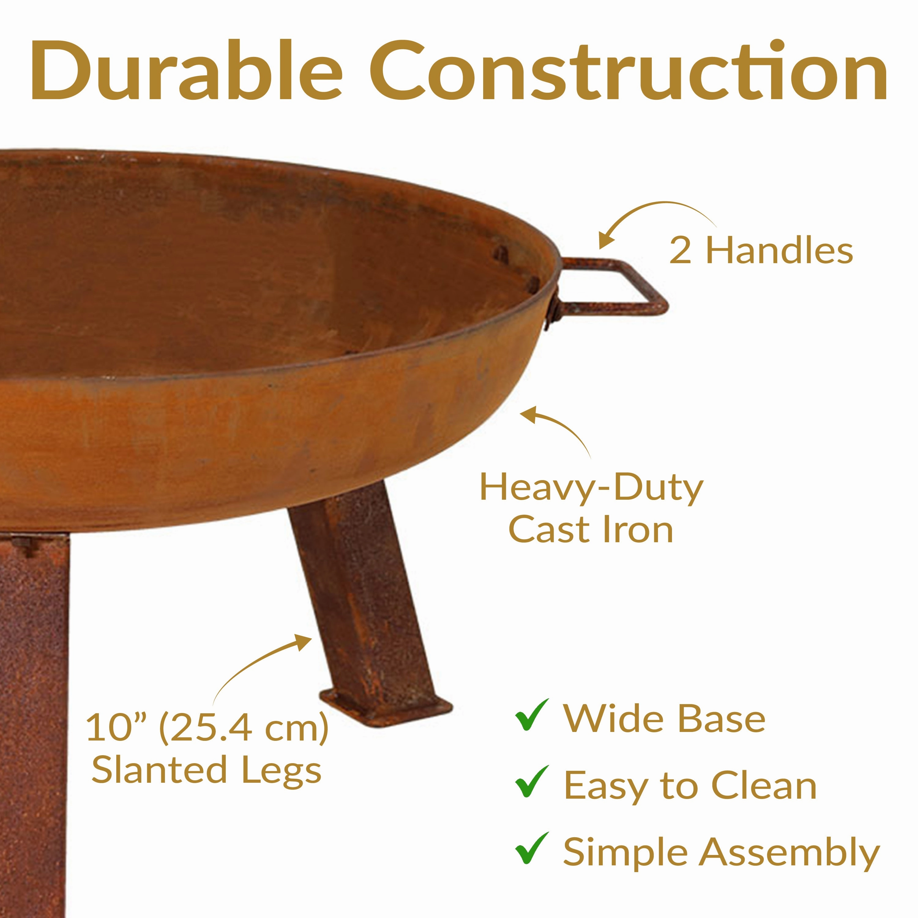Sunnydaze Rustic Cast Iron Fire Pit Bowl with Stand