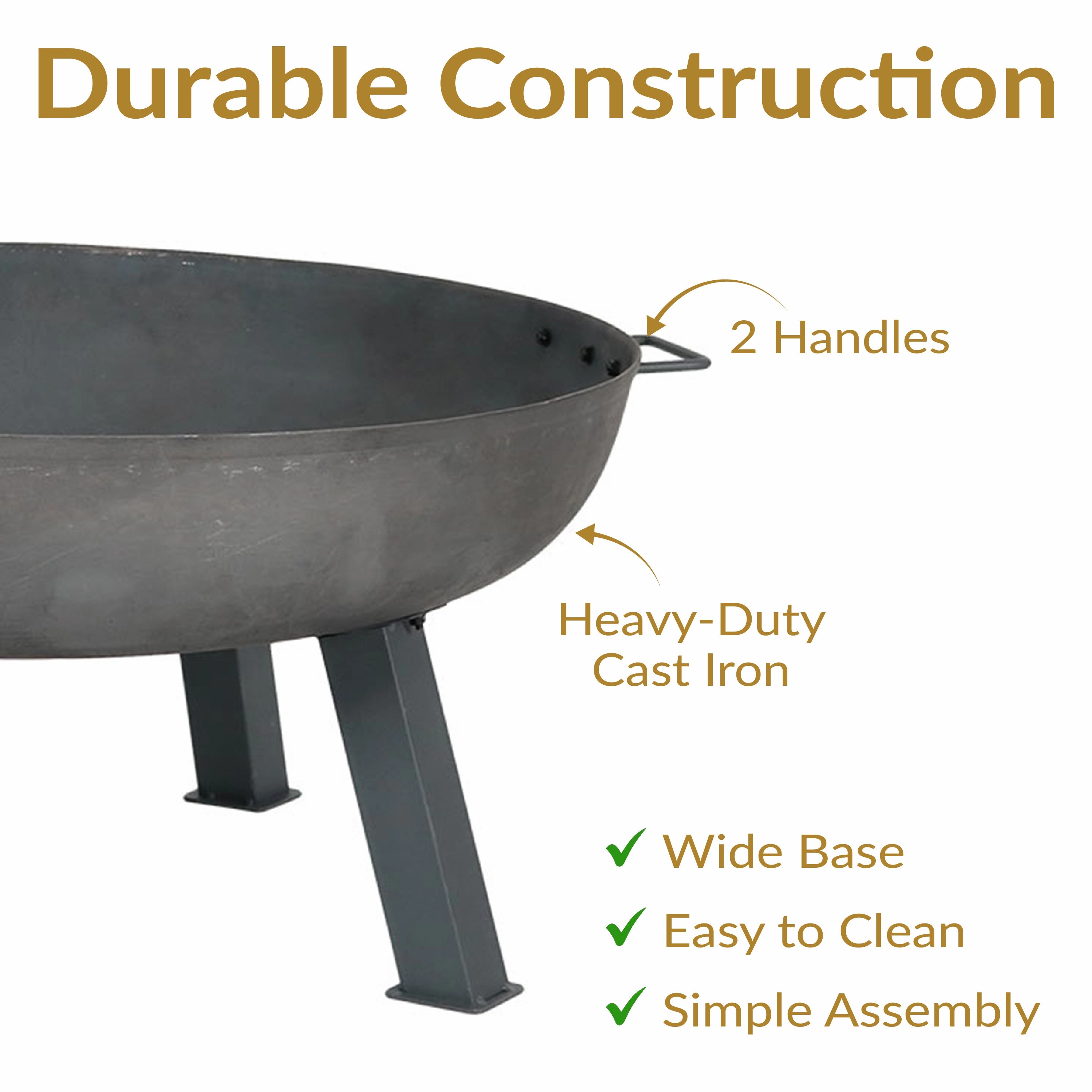 Sunnydaze Rustic Cast Iron Fire Pit Bowl with Stand