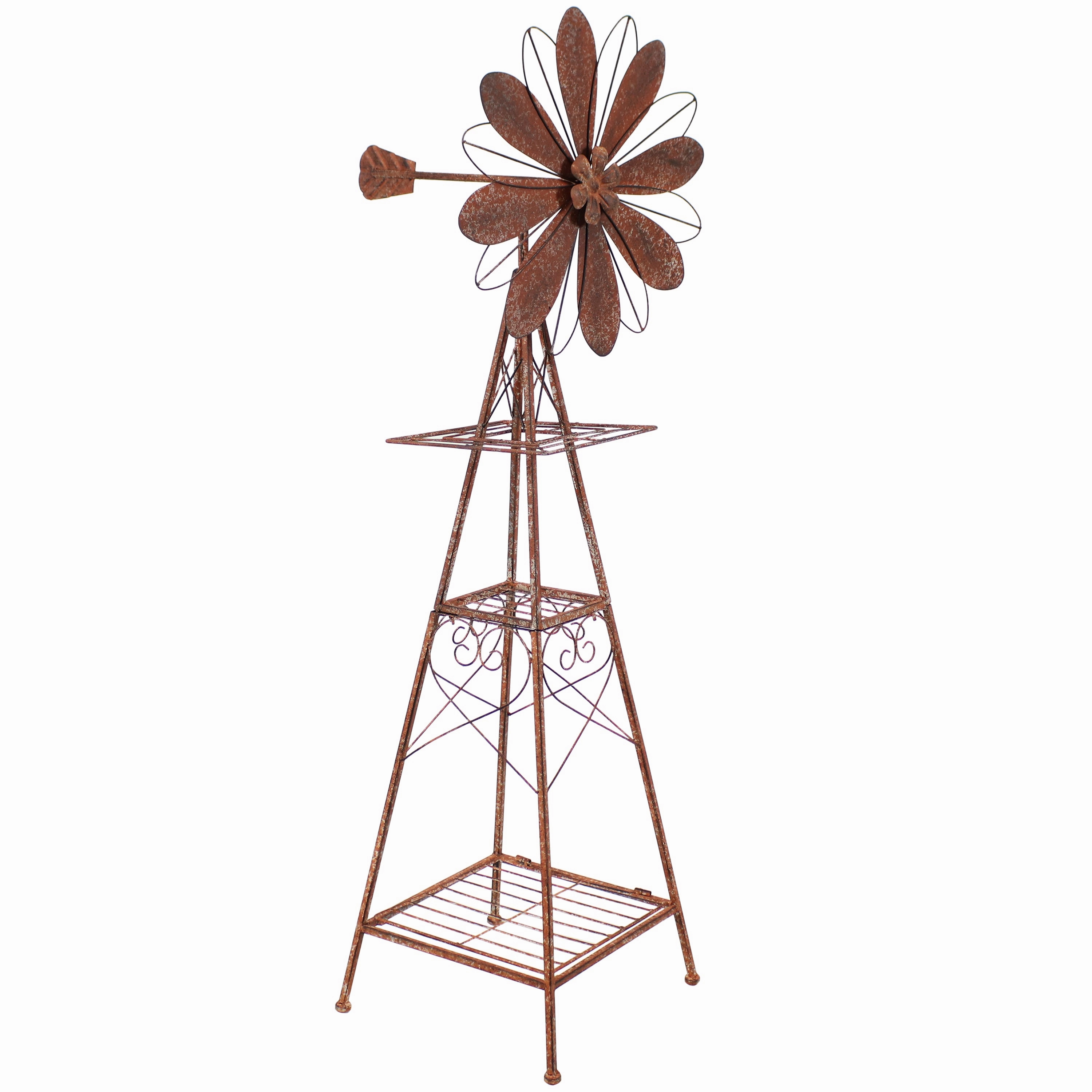 Sunnydaze Rustic Windmill Metal Outdoor Garden Statue - 51" Houtdoor garden decorative ornaments