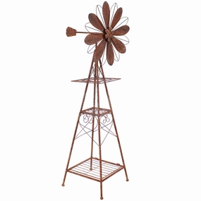 Sunnydaze Rustic Windmill Metal Outdoor Garden Statue - 51" Houtdoor garden decorative ornaments