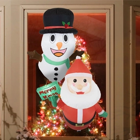 Sunnydaze Santa and Frosty Inflatable Christmas Decorationsoutdoor garden decorative ornaments