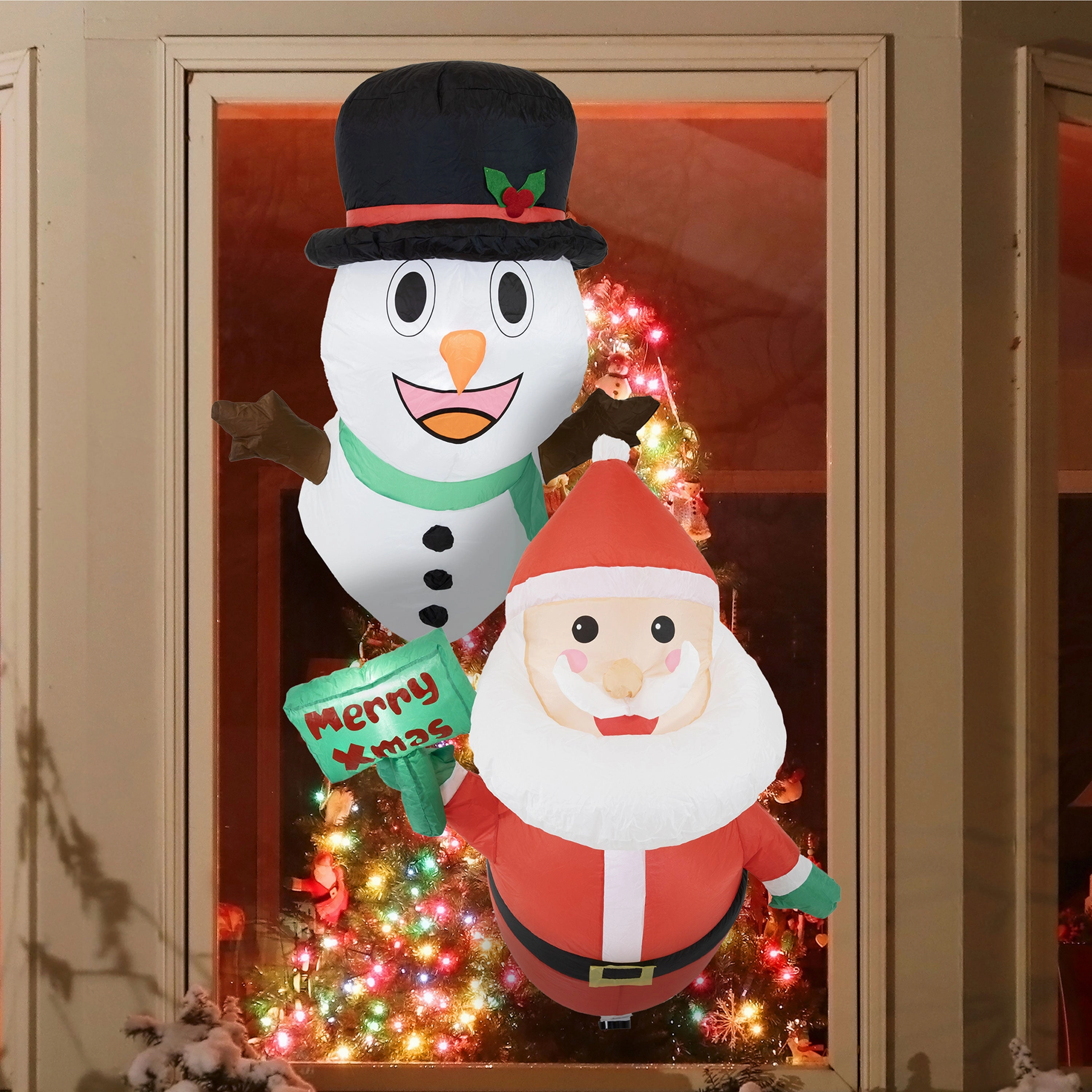 Sunnydaze Santa and Frosty Inflatable Christmas Decorationsoutdoor garden decorative ornaments