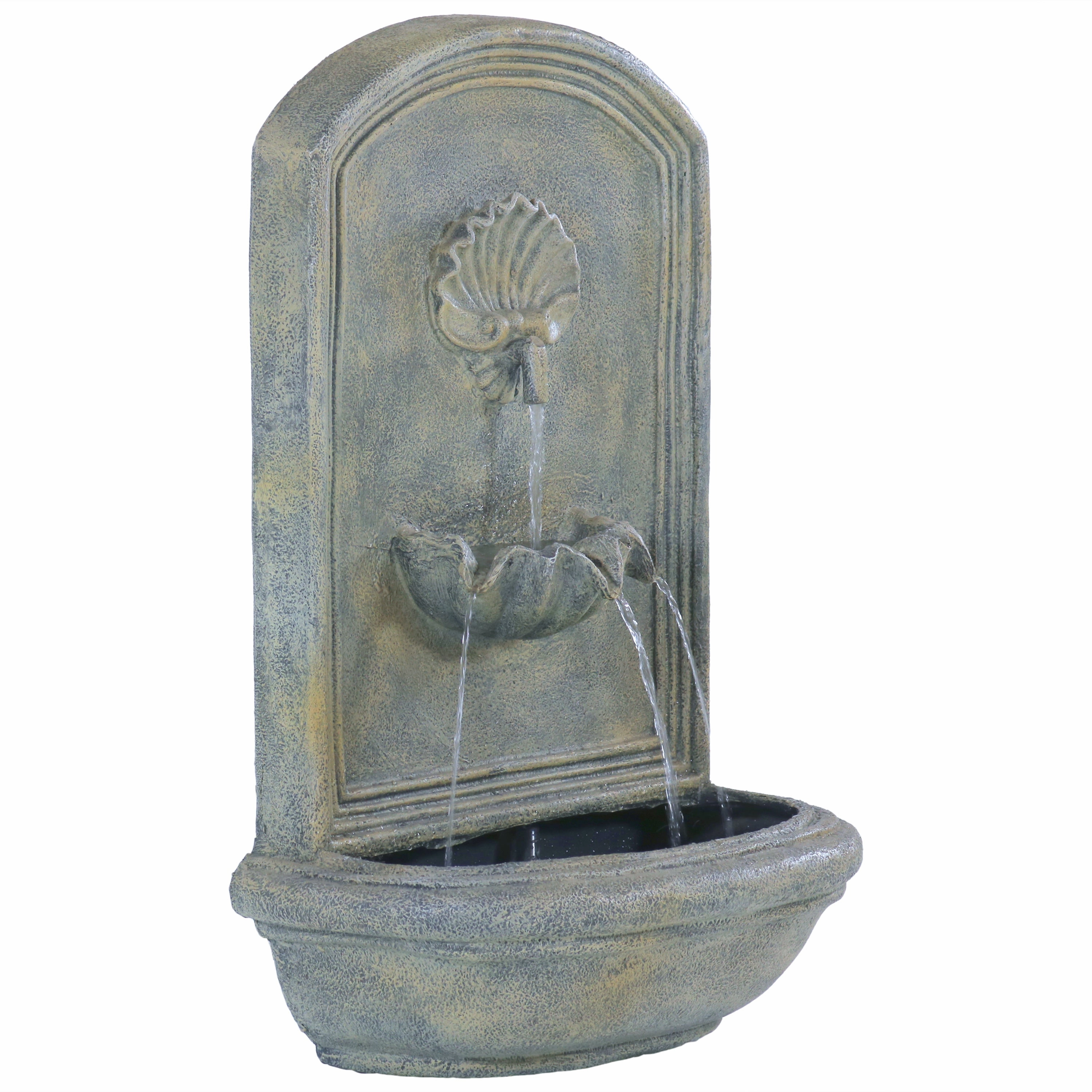 Sunnydaze Seaside Outdoor Solar Wall Fountain - 27" H