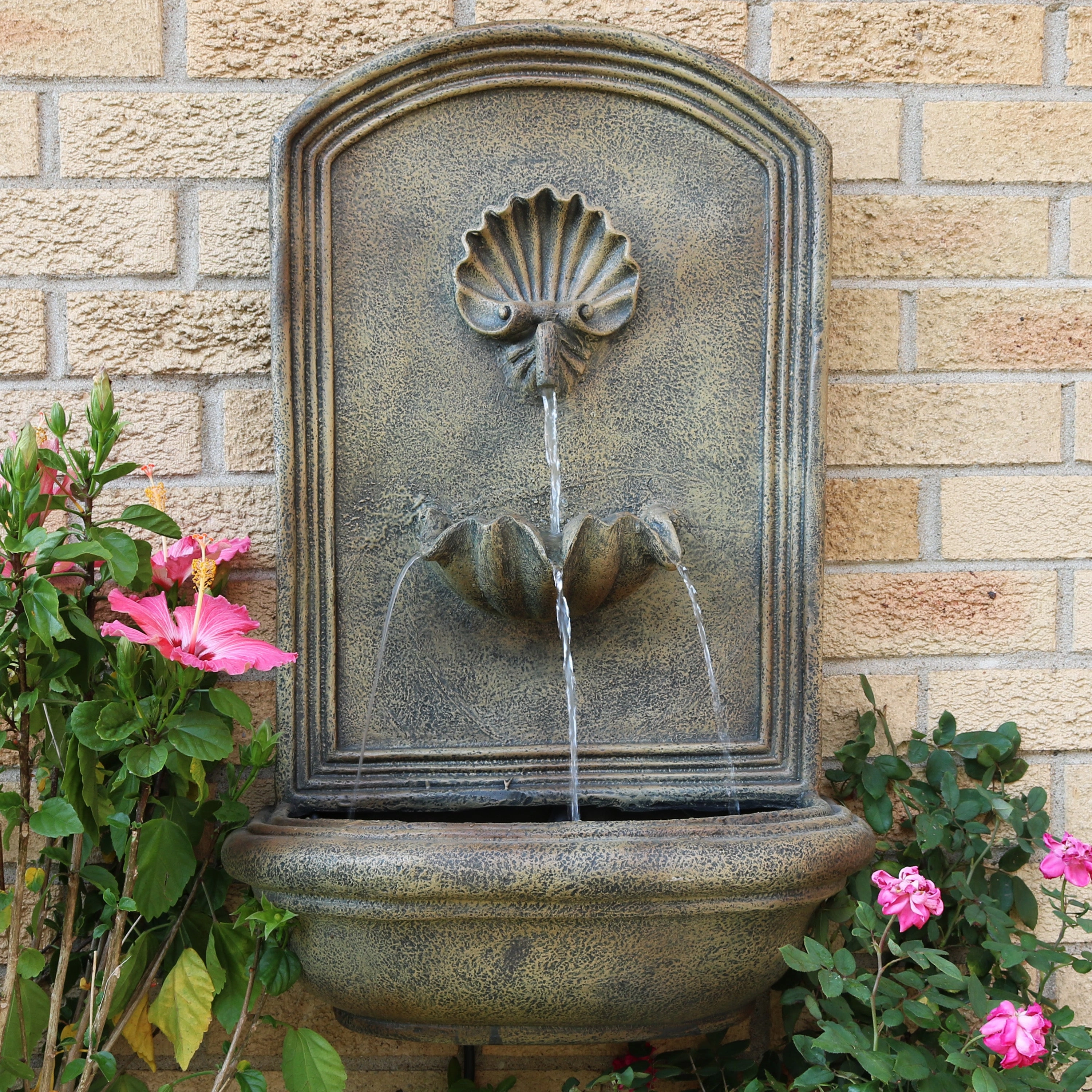 Sunnydaze Seaside Outdoor Solar Wall Fountain - 27" H
