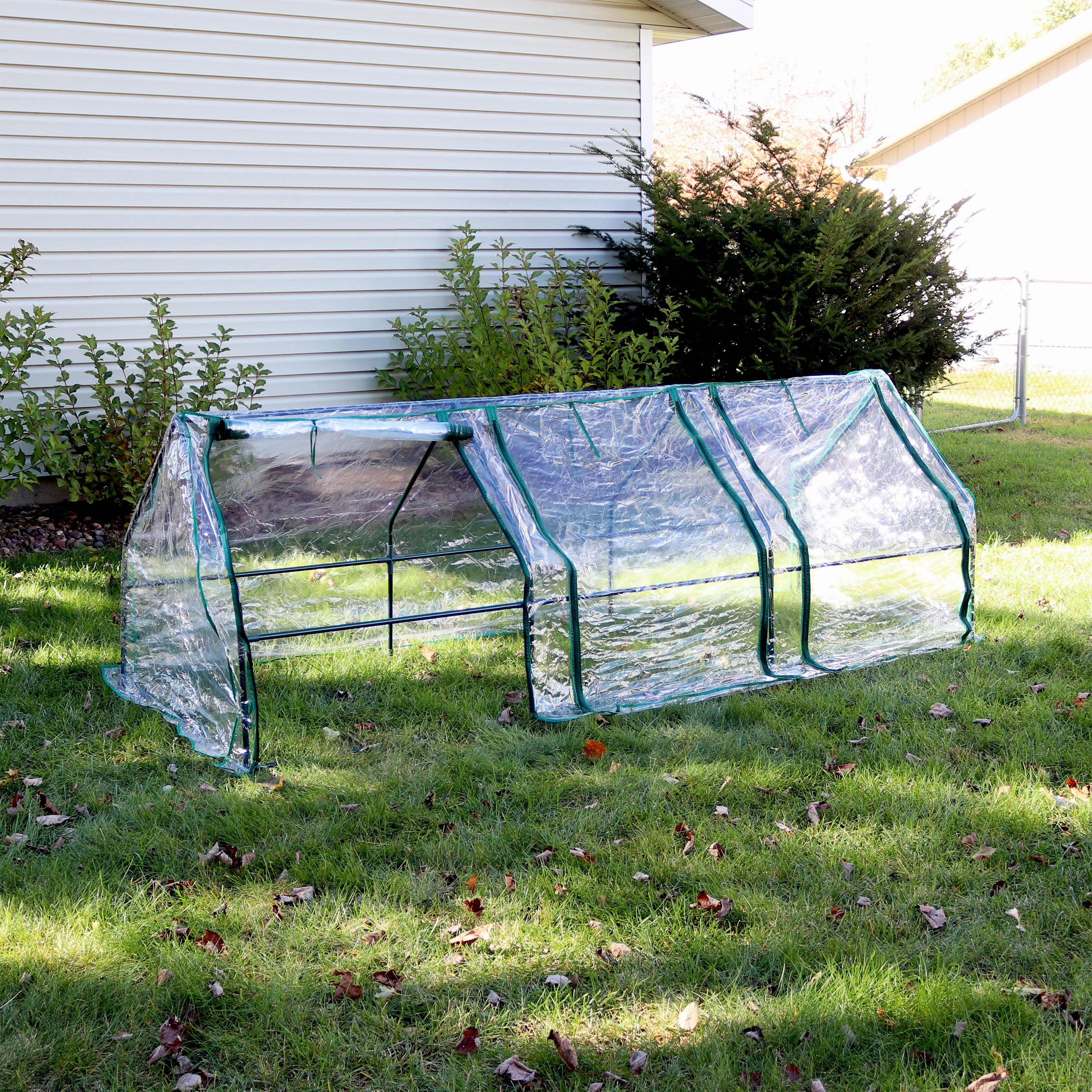 Sunnydaze Seedling Mini Cloche Greenhouse with Zippered Doors - Clear