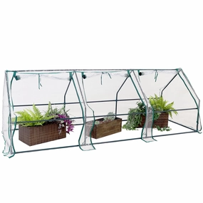 Sunnydaze Seedling Mini Cloche Greenhouse with Zippered Doors - Clear decorative outdoor planter box designs