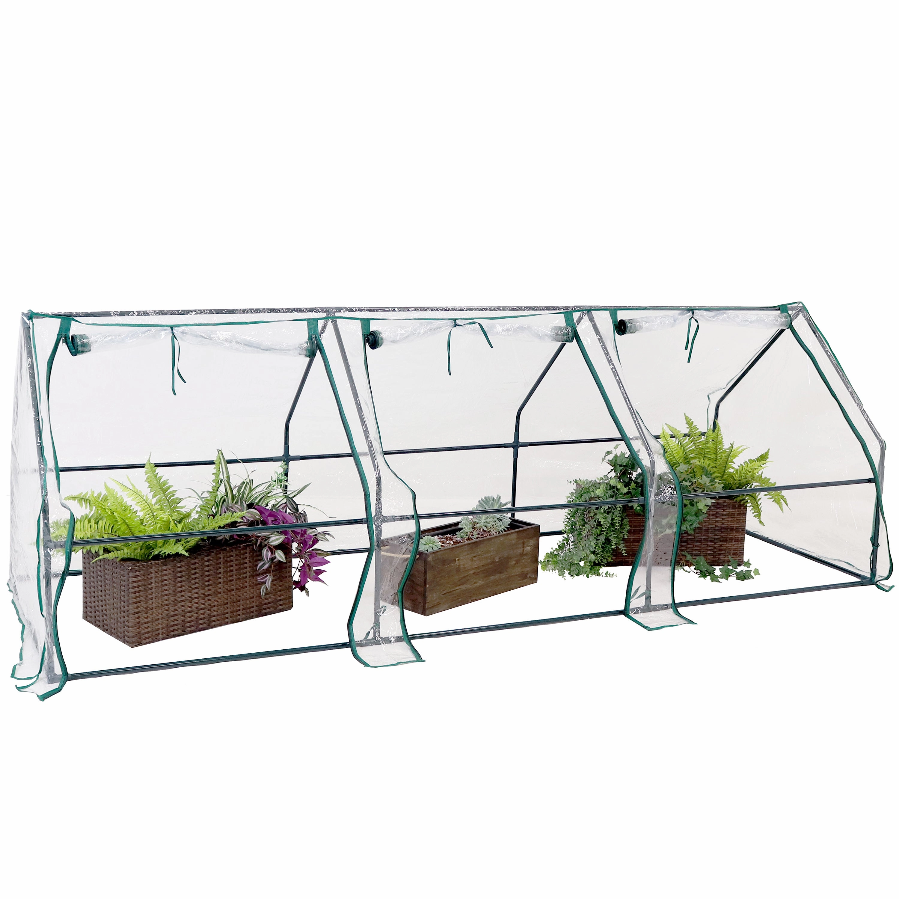 Sunnydaze Seedling Mini Cloche Greenhouse with Zippered Doors - Clear decorative outdoor planter box designs