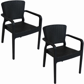 Sunnydaze Segonia All-Weather Plastic Stackable Dining Armchair - Blackoutdoor patio furniture set