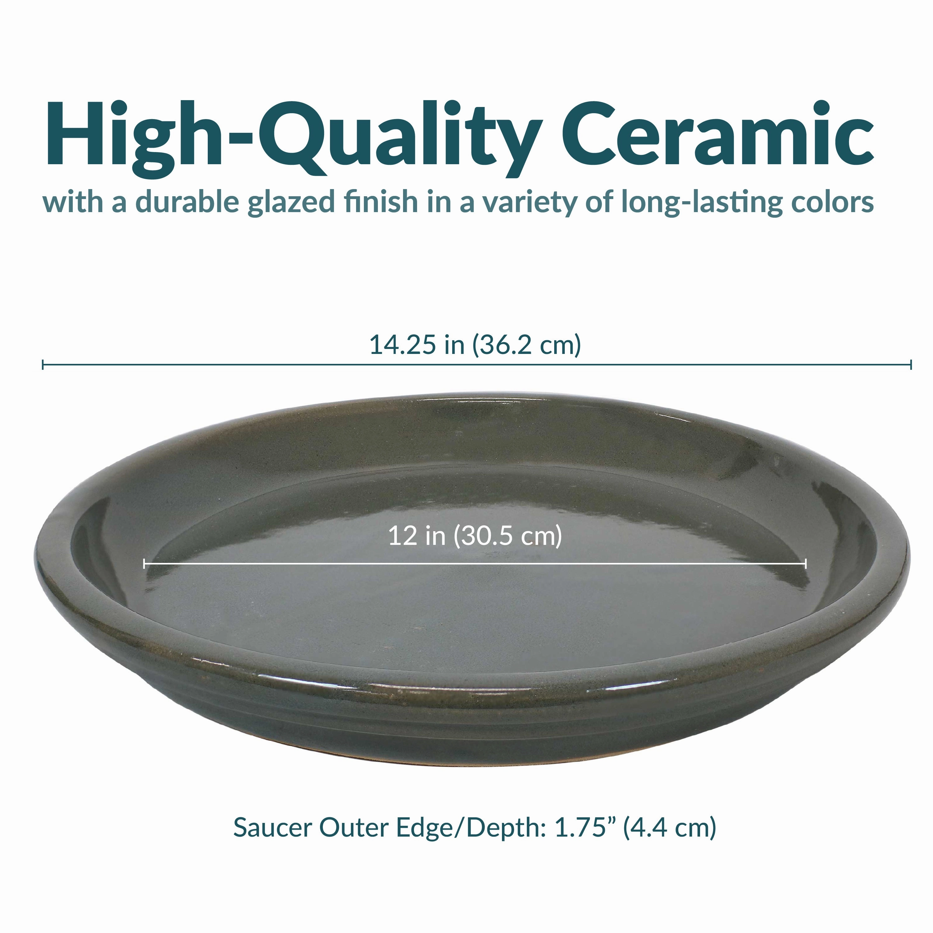 Sunnydaze Set of 2 Glazed Ceramic Planter Saucers