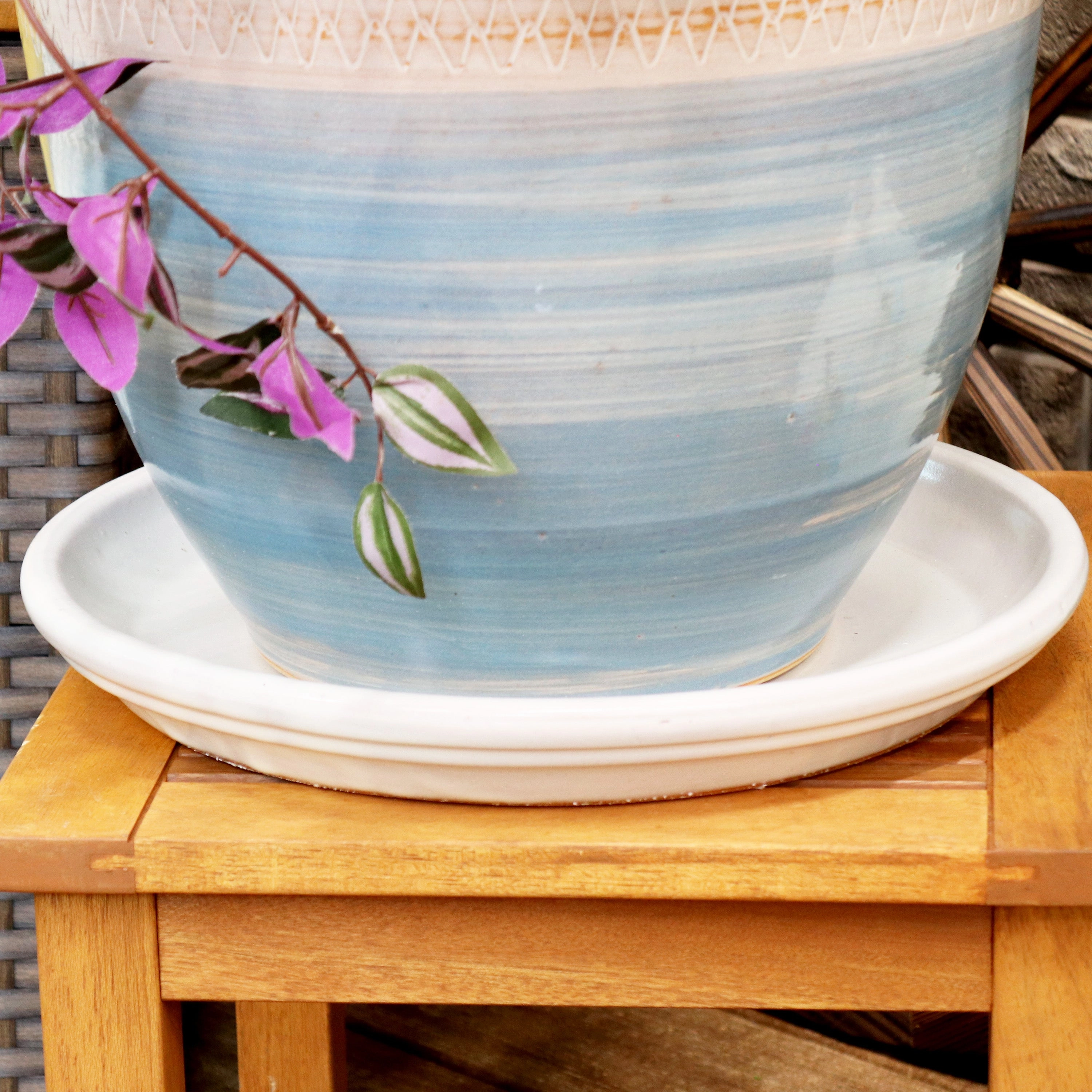 Sunnydaze Set of 2 Glazed Ceramic Planter Saucers