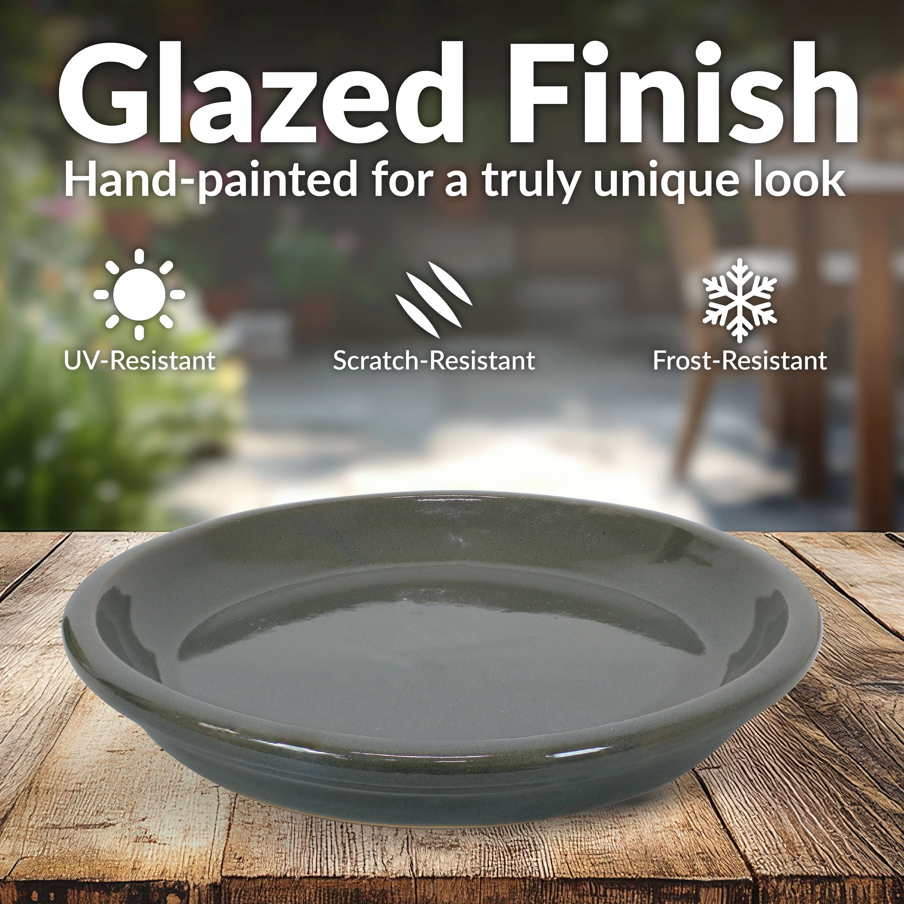 Sunnydaze Set of 2 Glazed Ceramic Planter Saucers