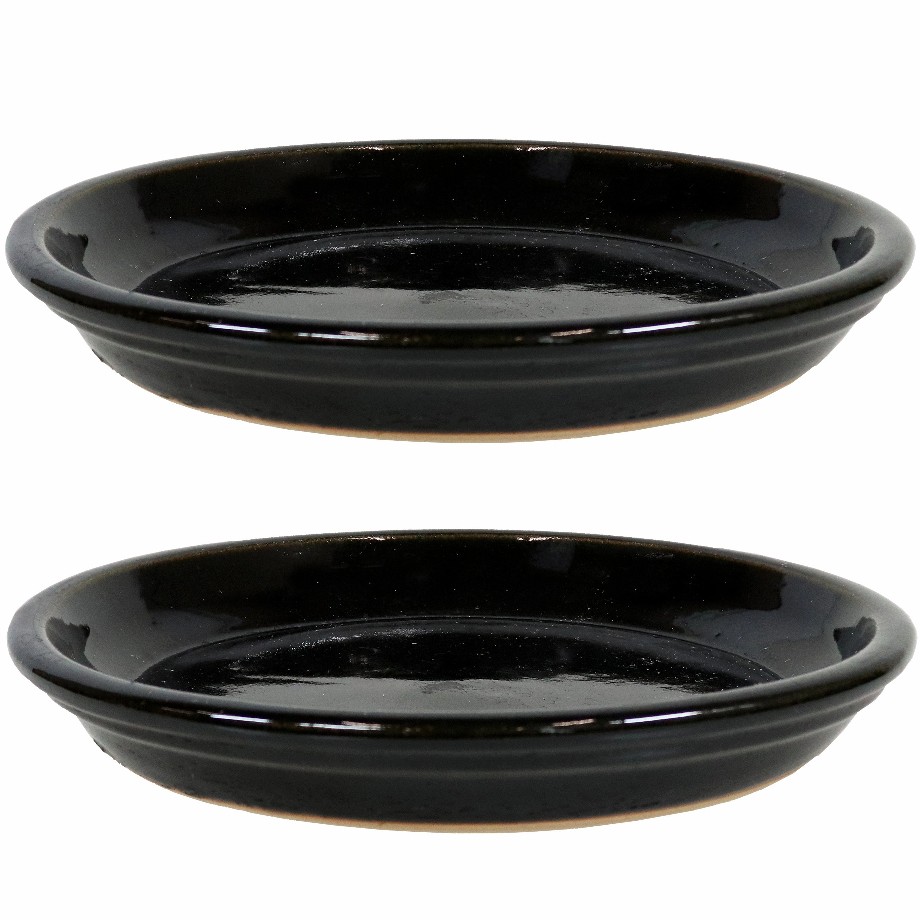 Sunnydaze Set of 2 Glazed Ceramic Planter Saucers