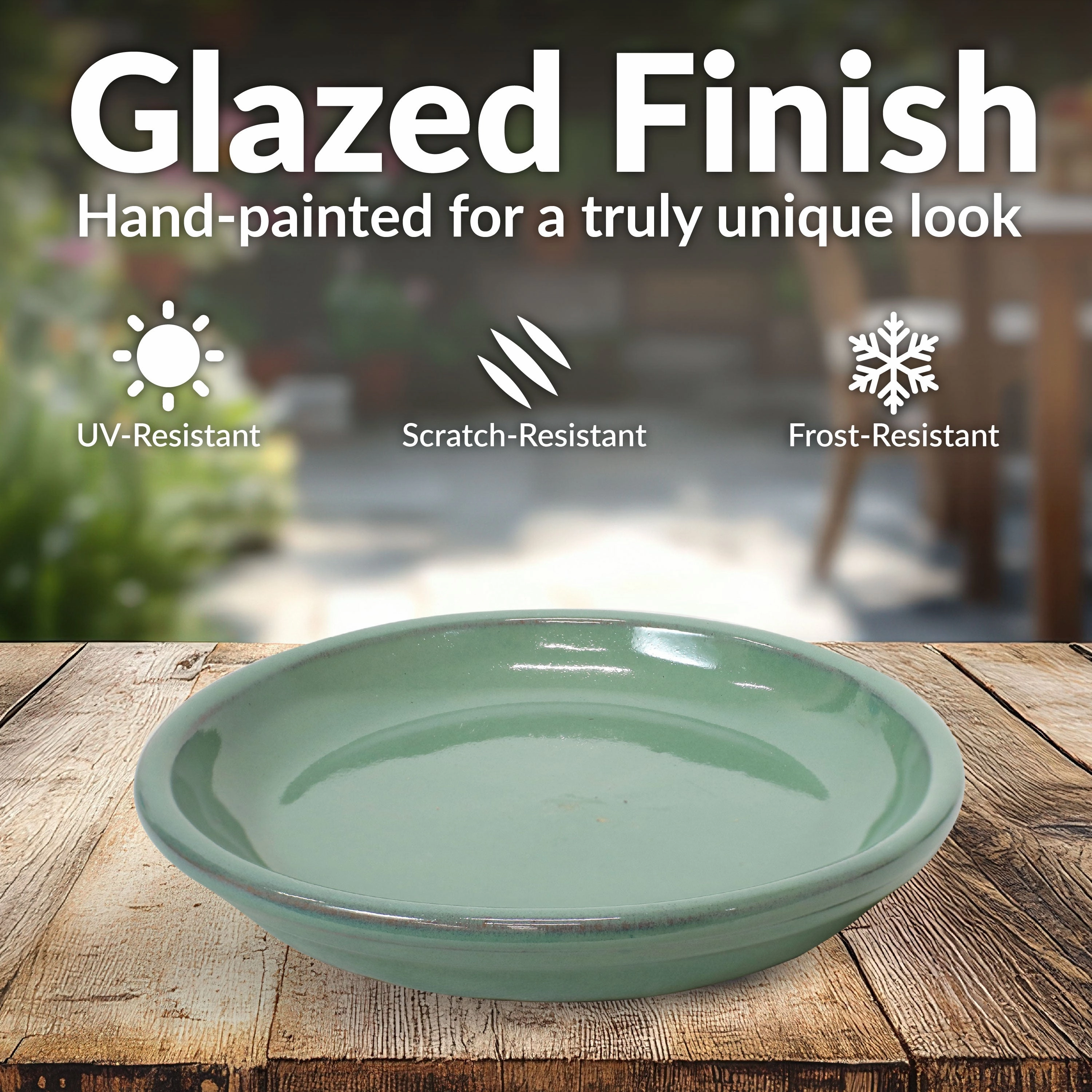 Sunnydaze Set of 2 Glazed Ceramic Planter Saucers