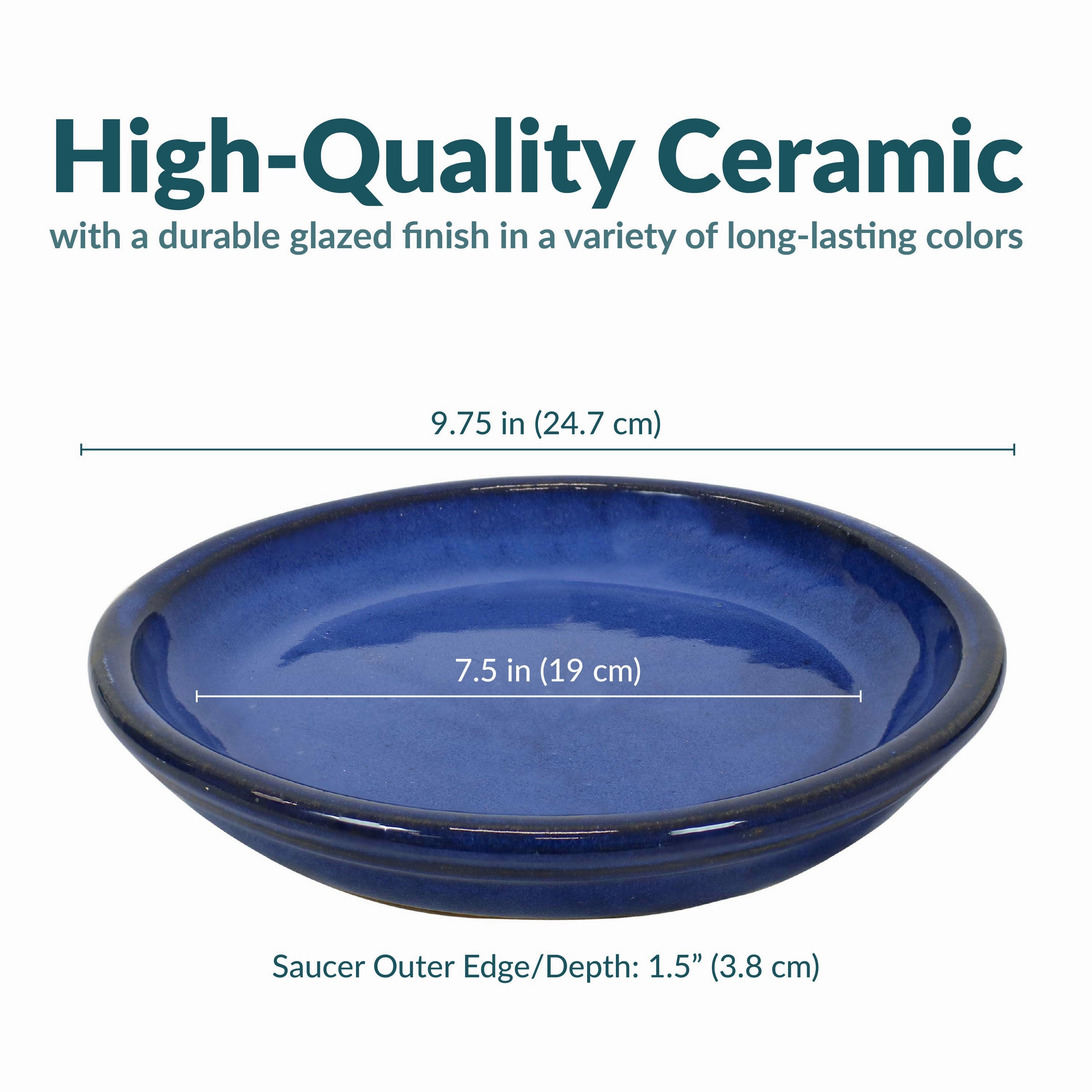 Sunnydaze Set of 2 Glazed Ceramic Planter Saucers
