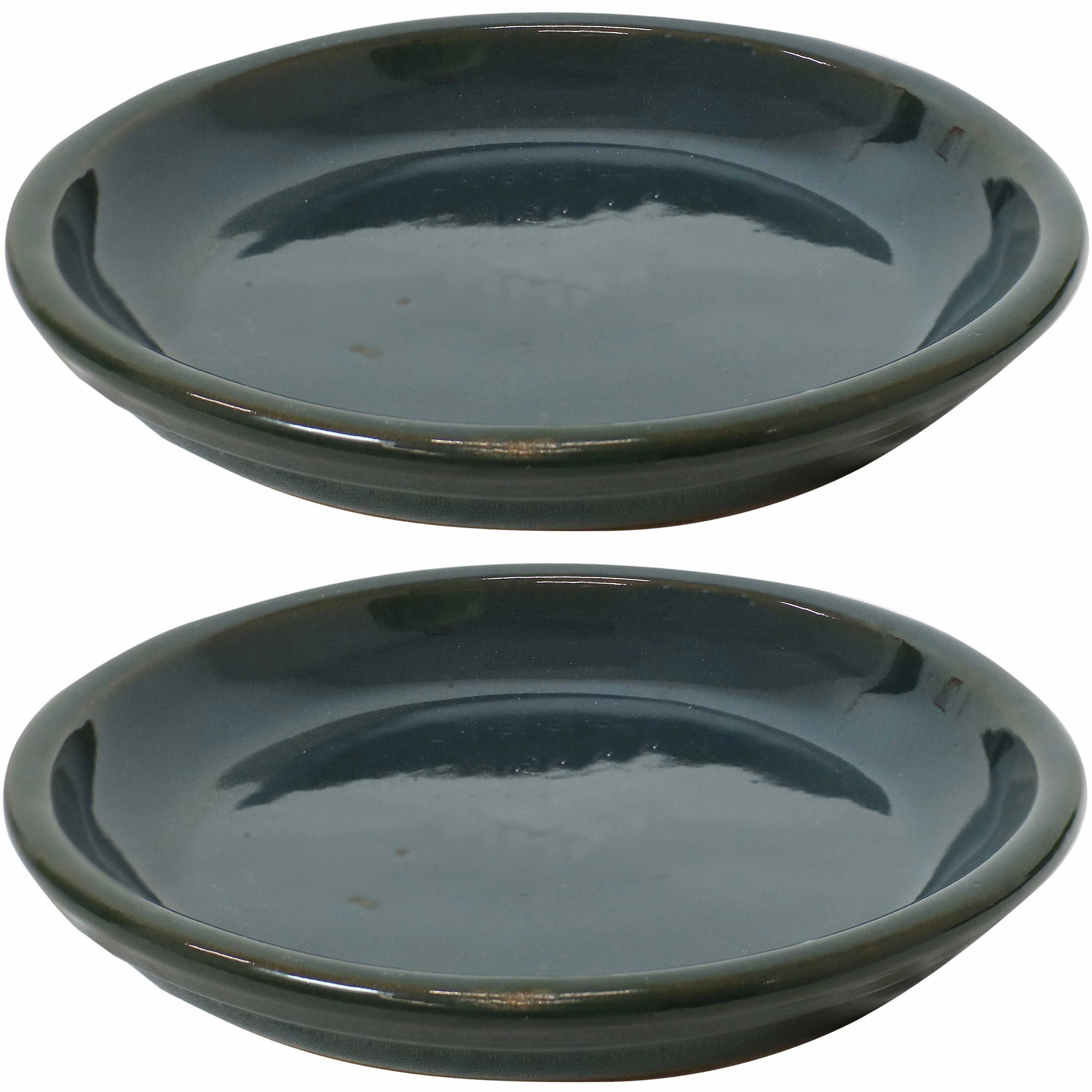 Sunnydaze Set of 2 Glazed Ceramic Planter Saucers
