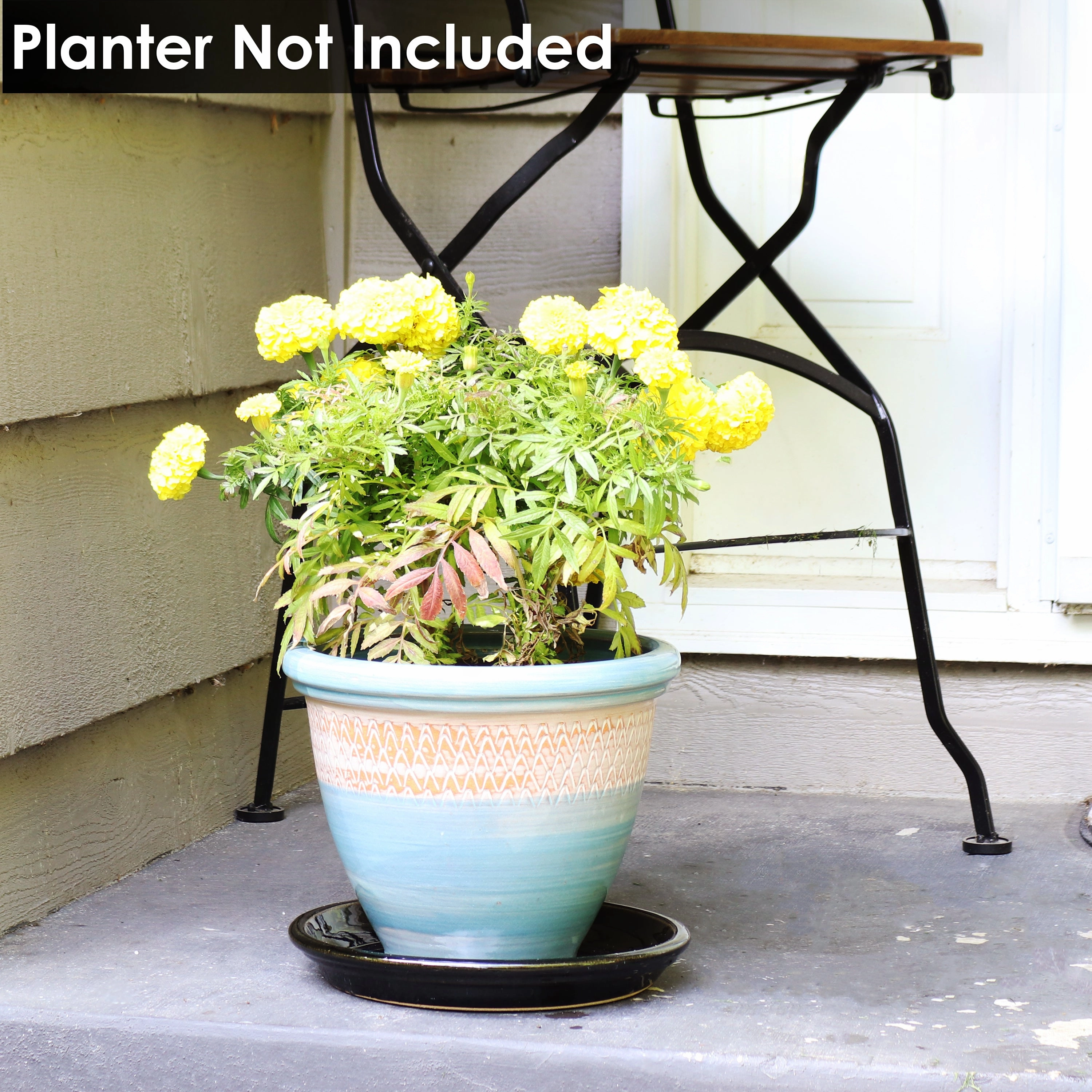 Sunnydaze Set of 2 Glazed Ceramic Planter Saucers