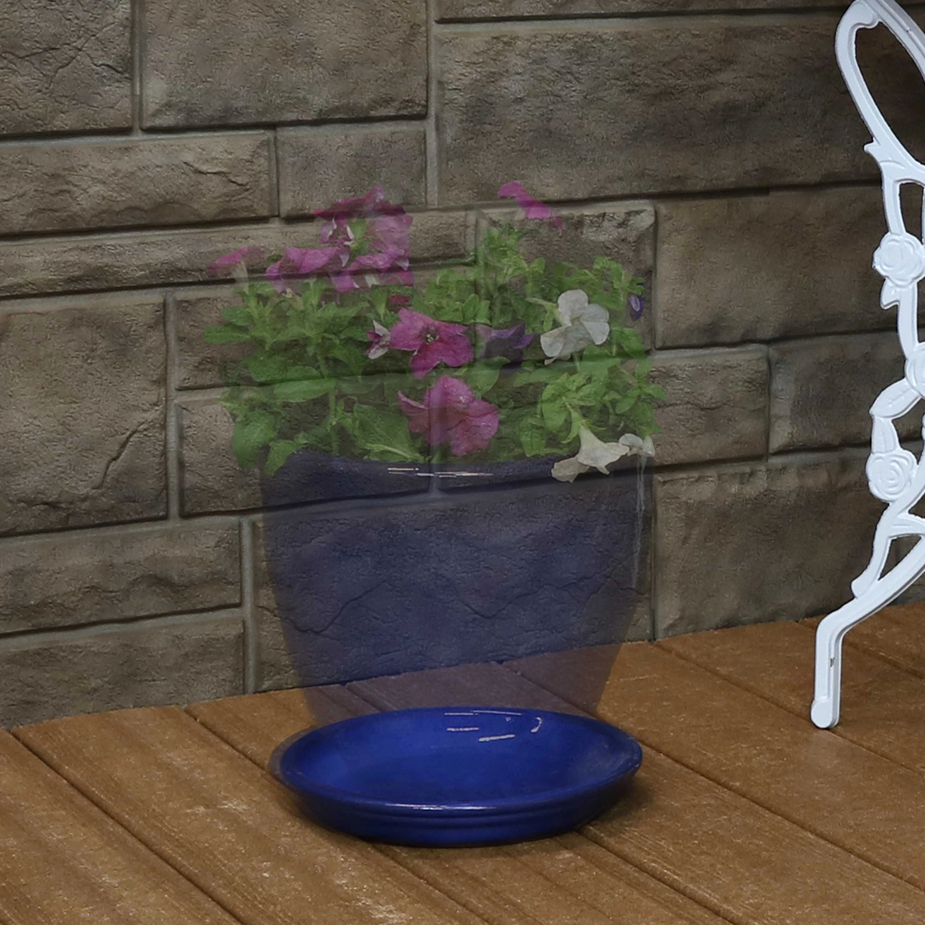Sunnydaze Set of 2 Glazed Ceramic Planter Saucers