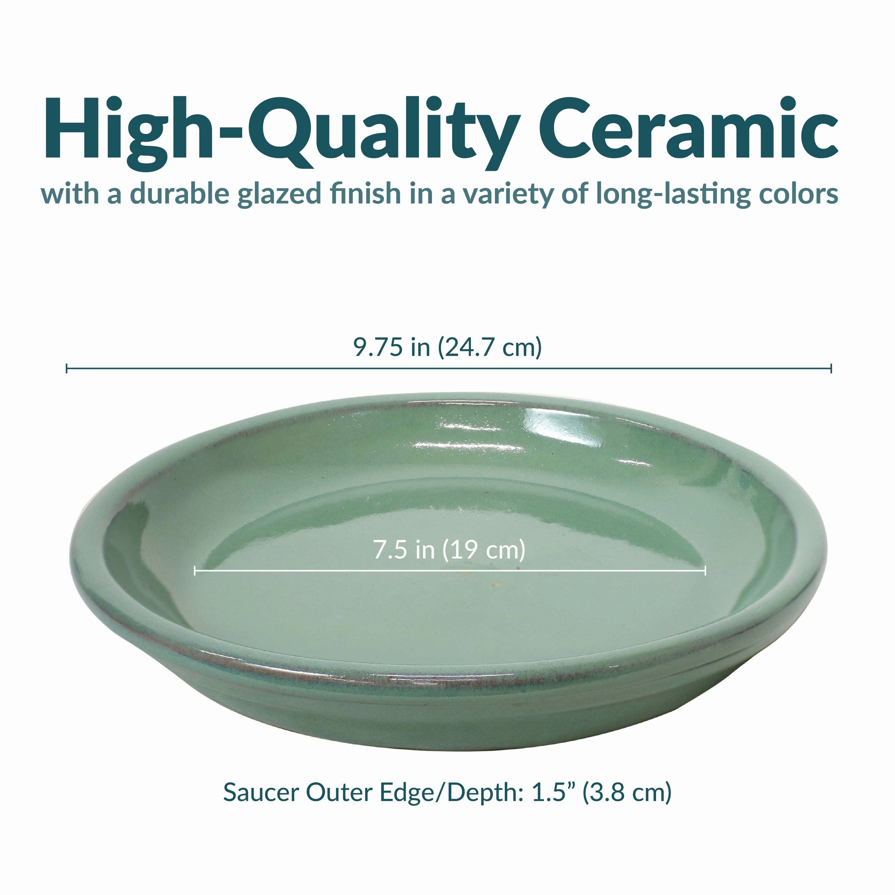 Sunnydaze Set of 2 Glazed Ceramic Planter Saucers