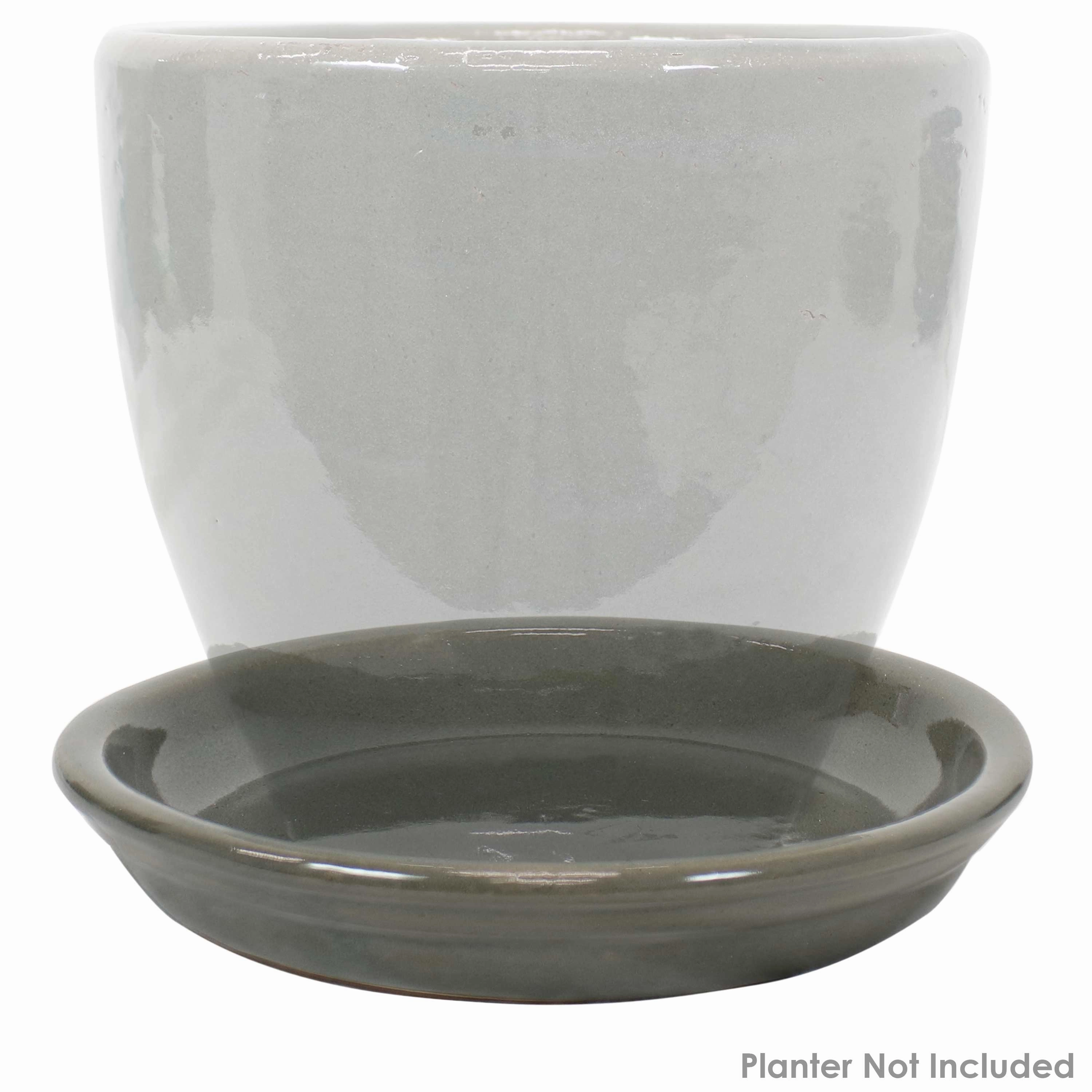 Sunnydaze Set of 2 Glazed Ceramic Planter Saucers