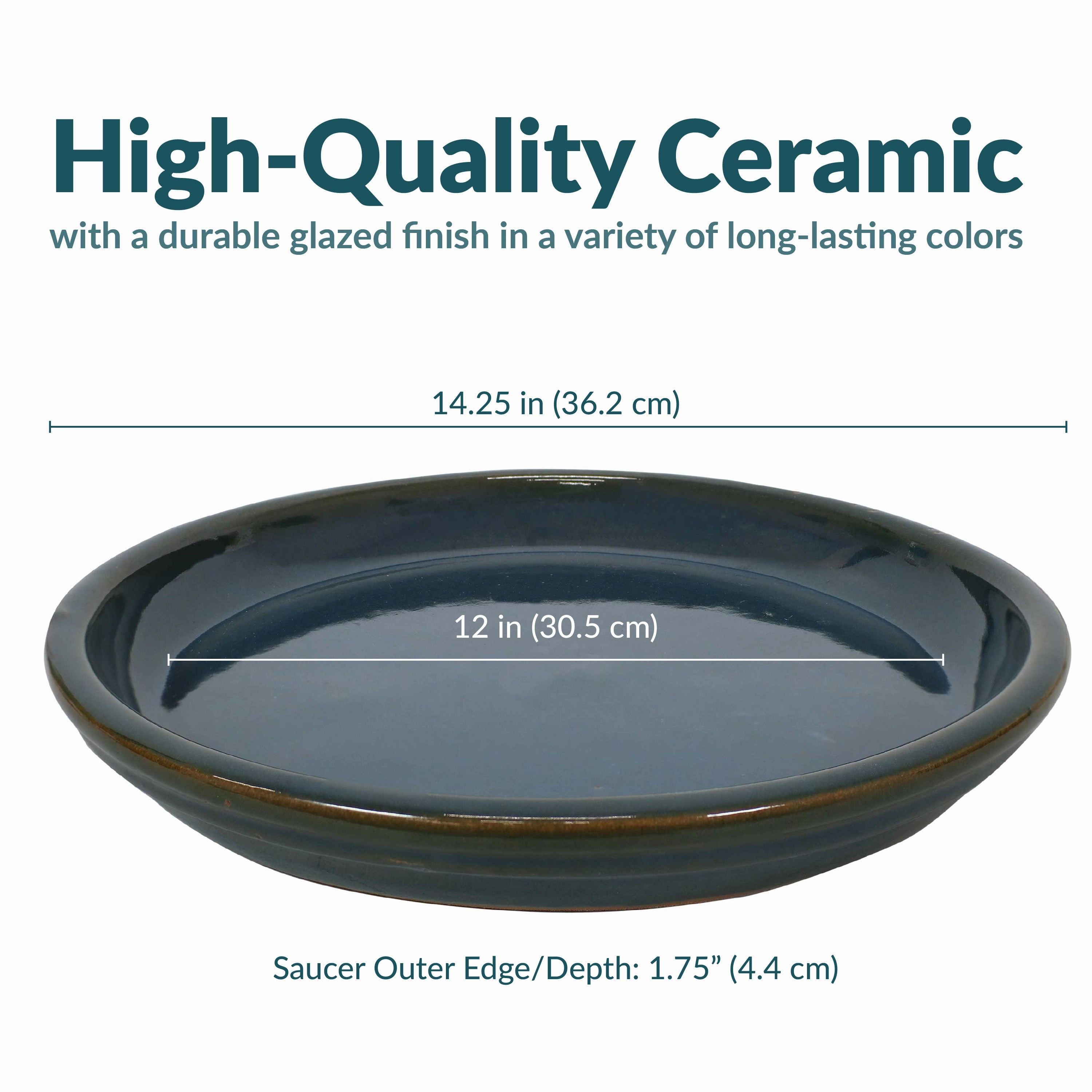 Sunnydaze Set of 2 Glazed Ceramic Planter Saucers