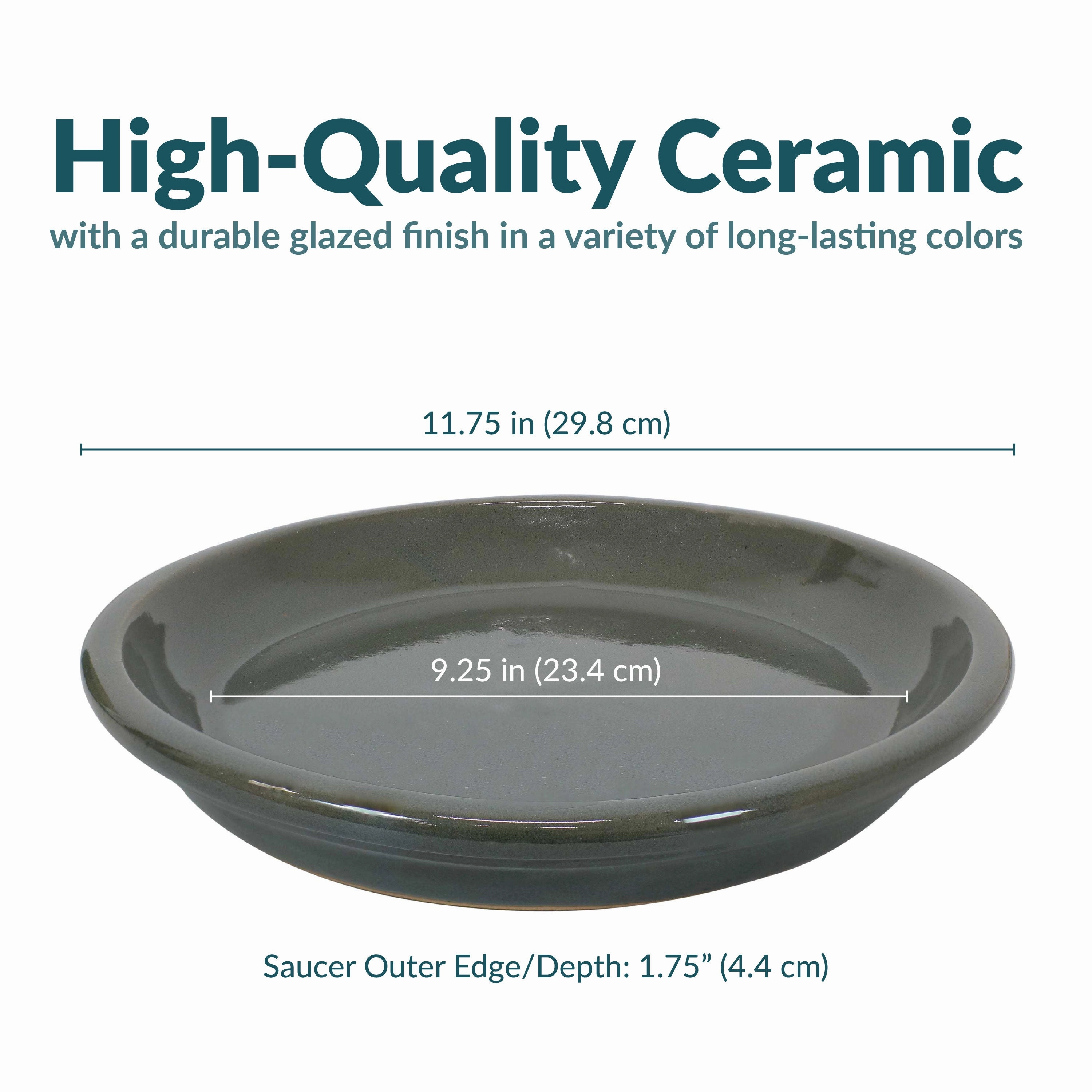 Sunnydaze Set of 2 Glazed Ceramic Planter Saucers