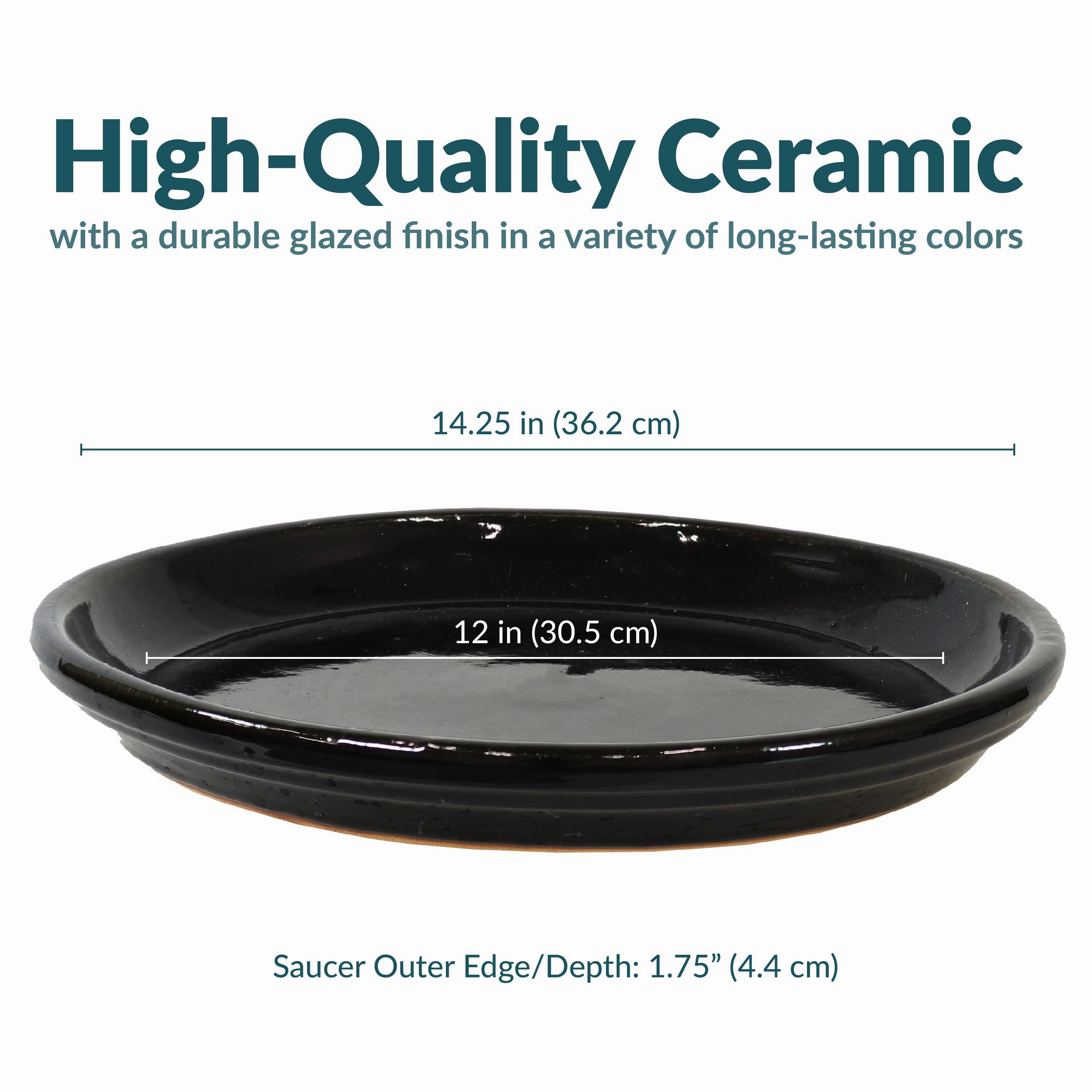 Sunnydaze Set of 2 Glazed Ceramic Planter Saucers