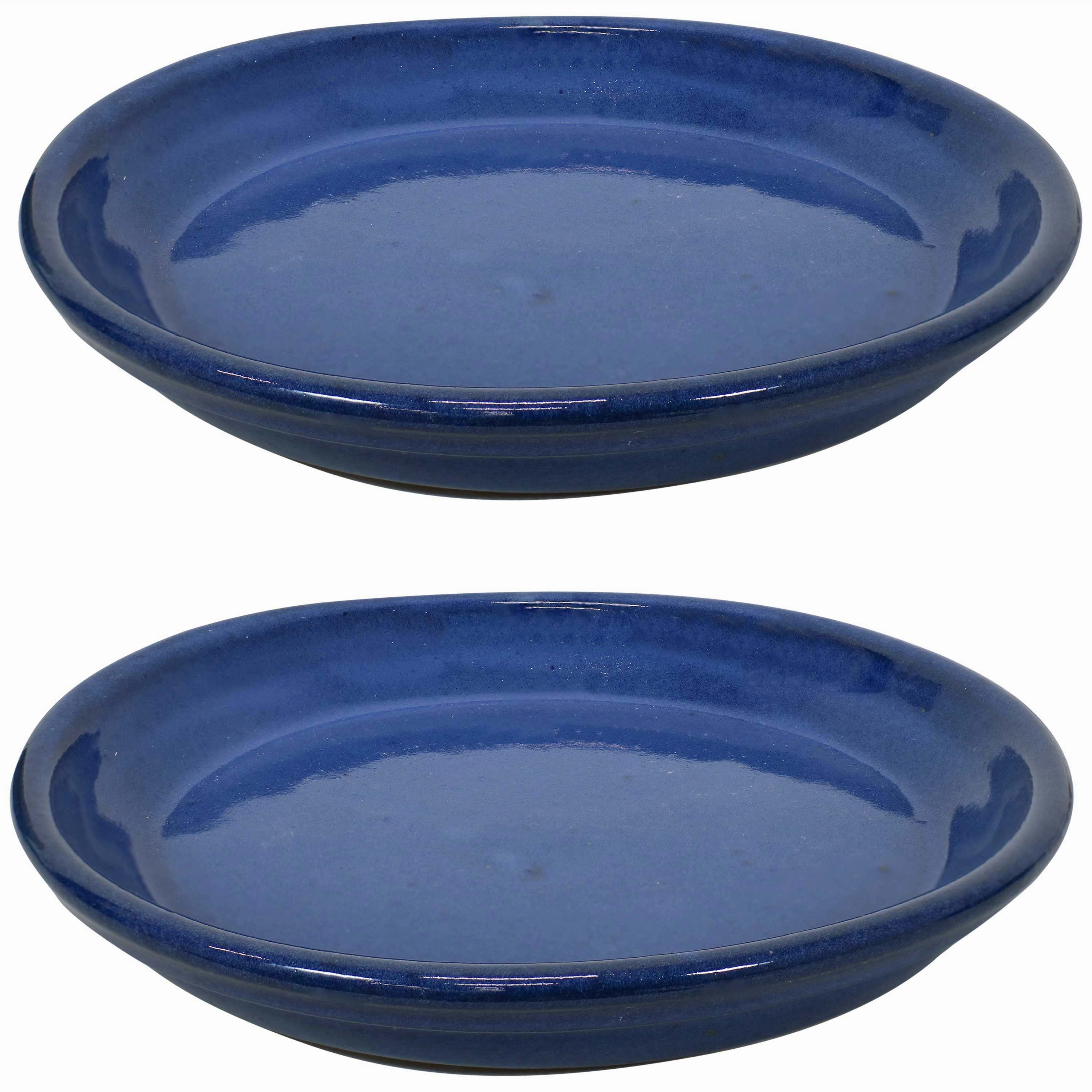 Sunnydaze Set of 2 Glazed Ceramic Planter Saucers