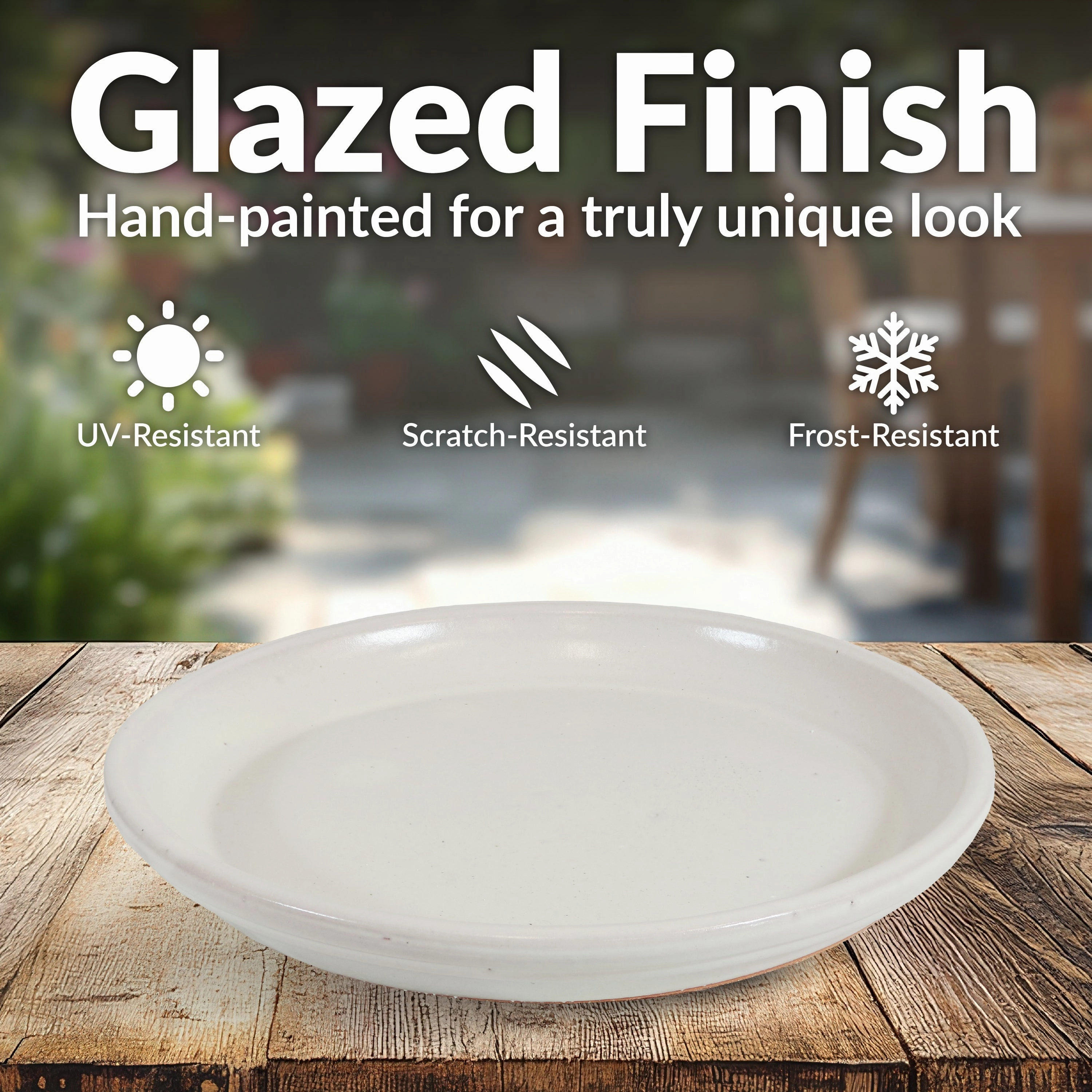 Sunnydaze Set of 2 Glazed Ceramic Planter Saucers