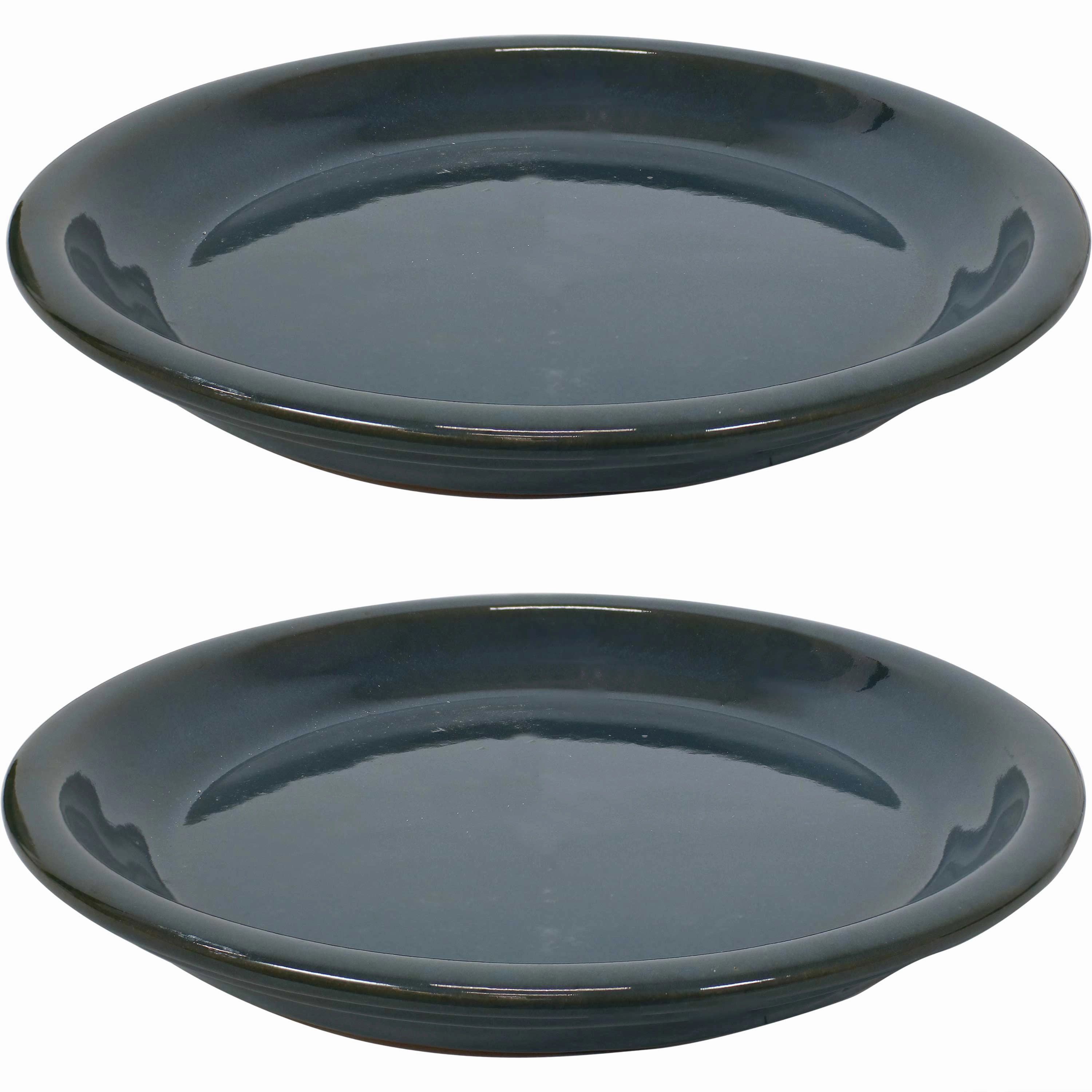 Sunnydaze Set of 2 Glazed Ceramic Planter Saucers