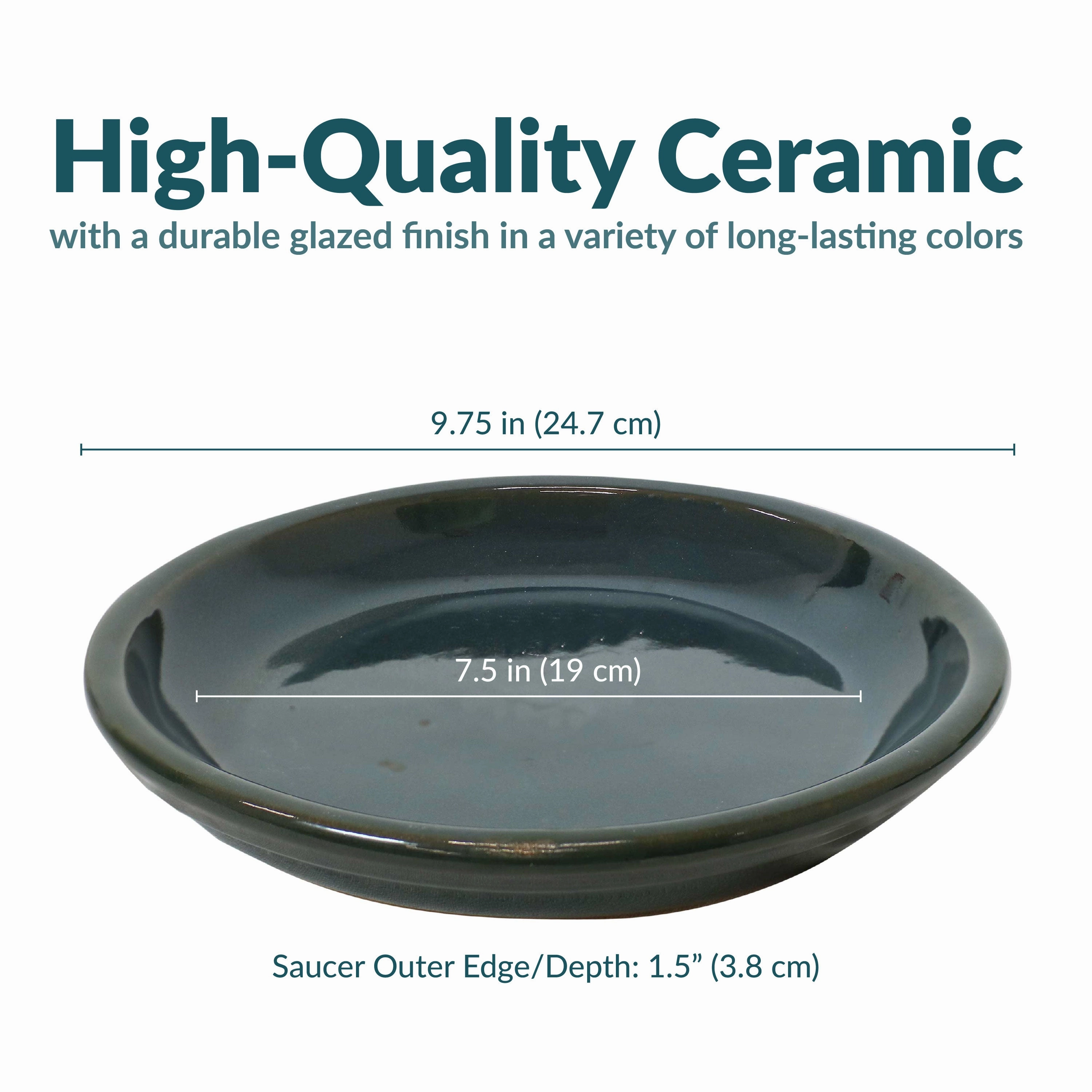 Sunnydaze Set of 2 Glazed Ceramic Planter Saucers