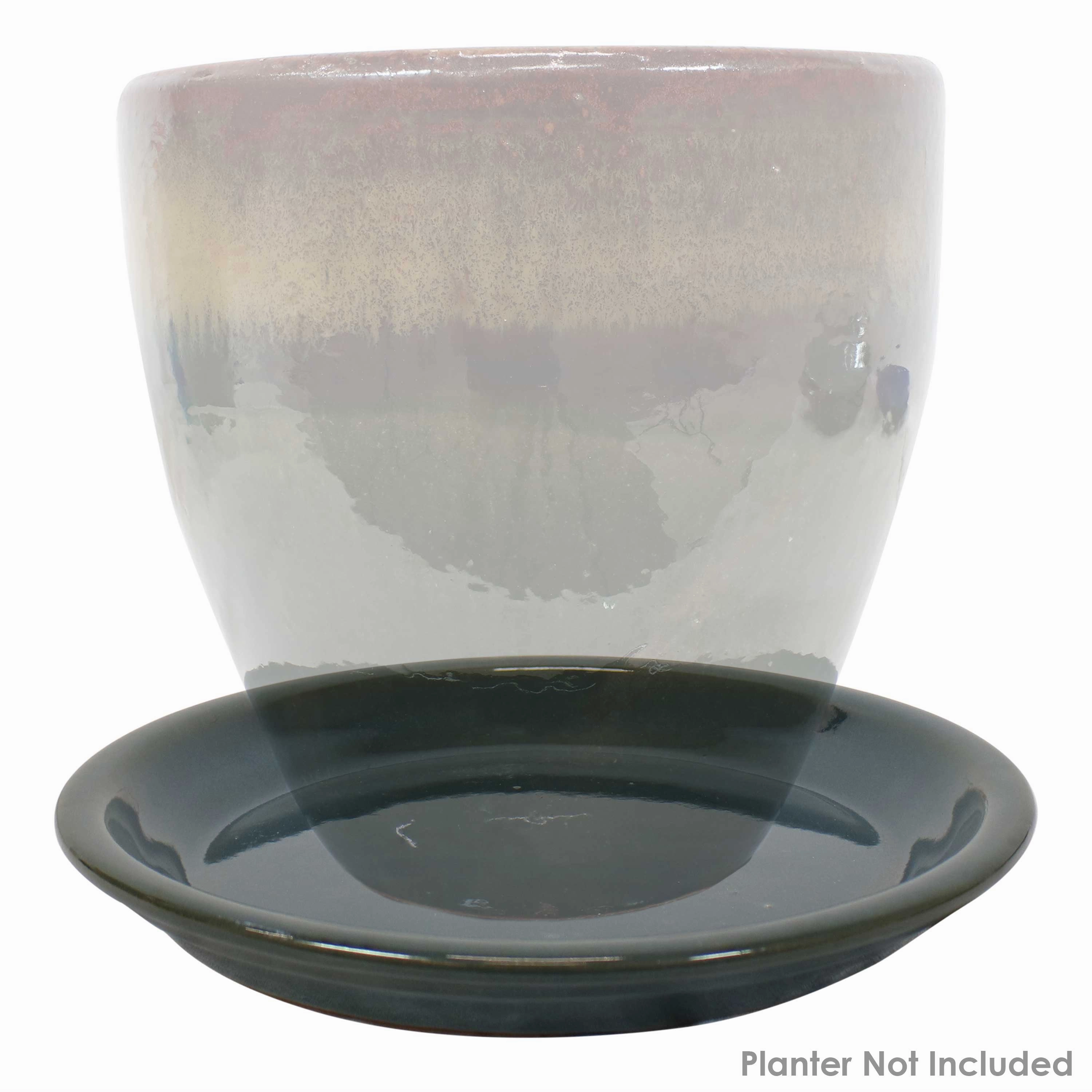 Sunnydaze Set of 2 Glazed Ceramic Planter Saucers