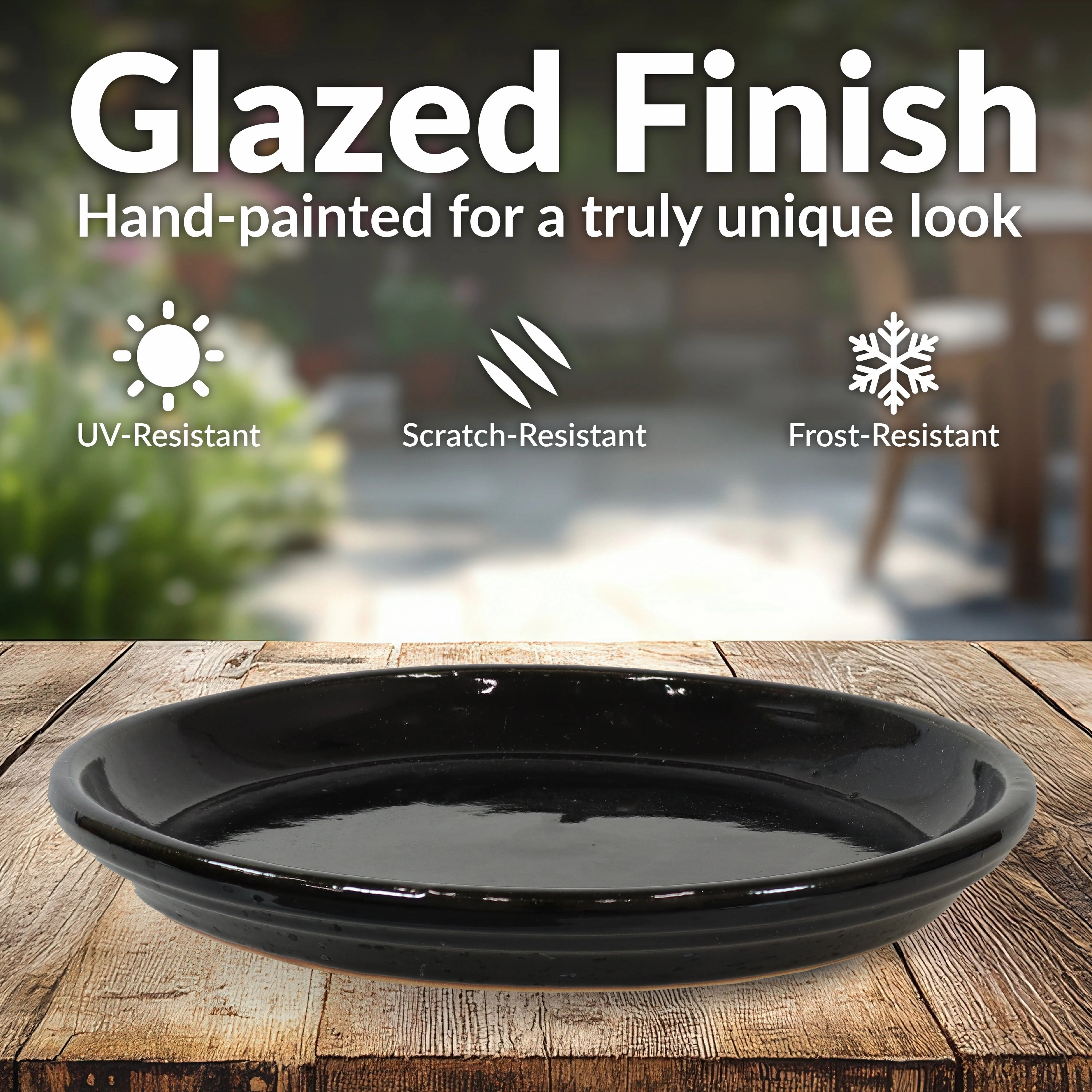 Sunnydaze Set of 2 Glazed Ceramic Planter Saucers