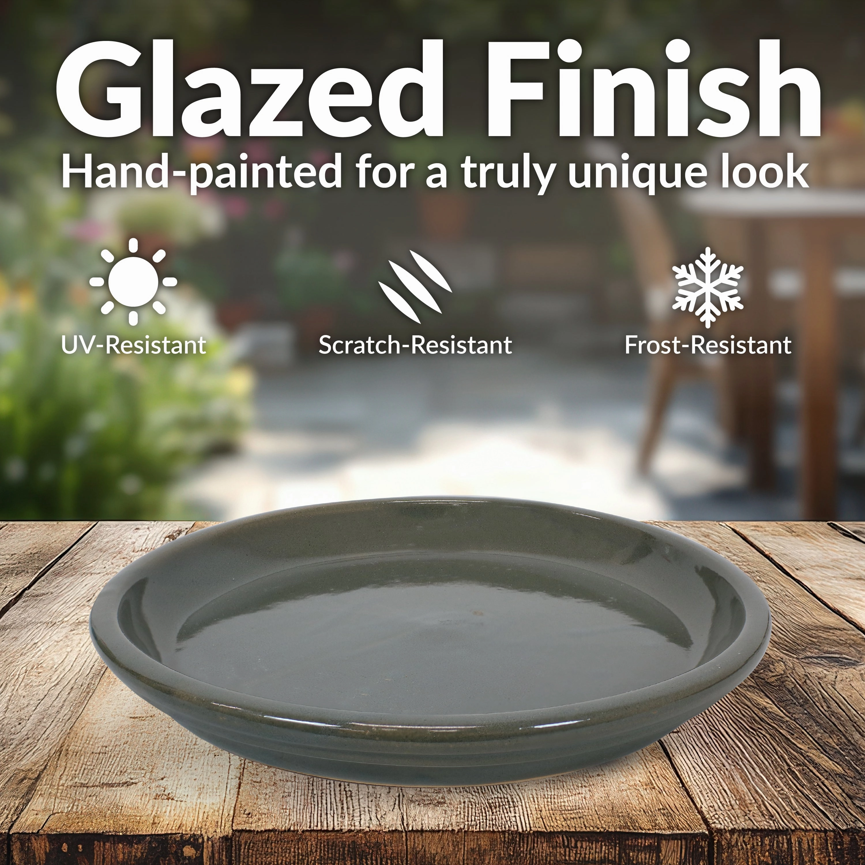 Sunnydaze Set of 2 Glazed Ceramic Planter Saucers