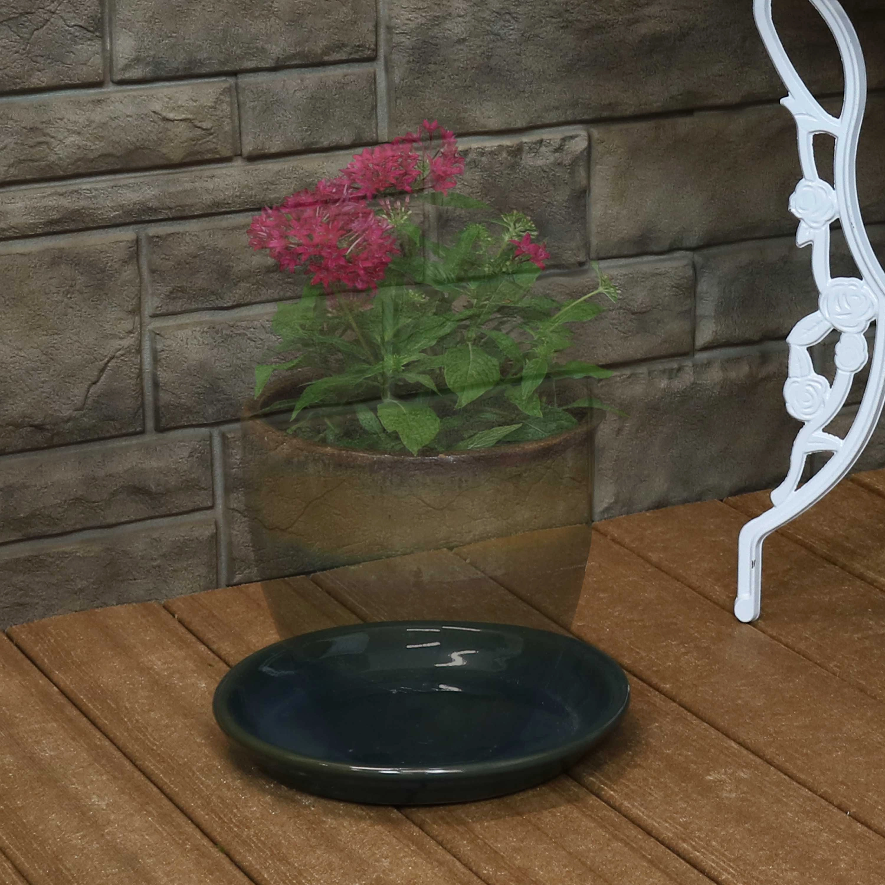 Sunnydaze Set of 2 Glazed Ceramic Planter Saucers