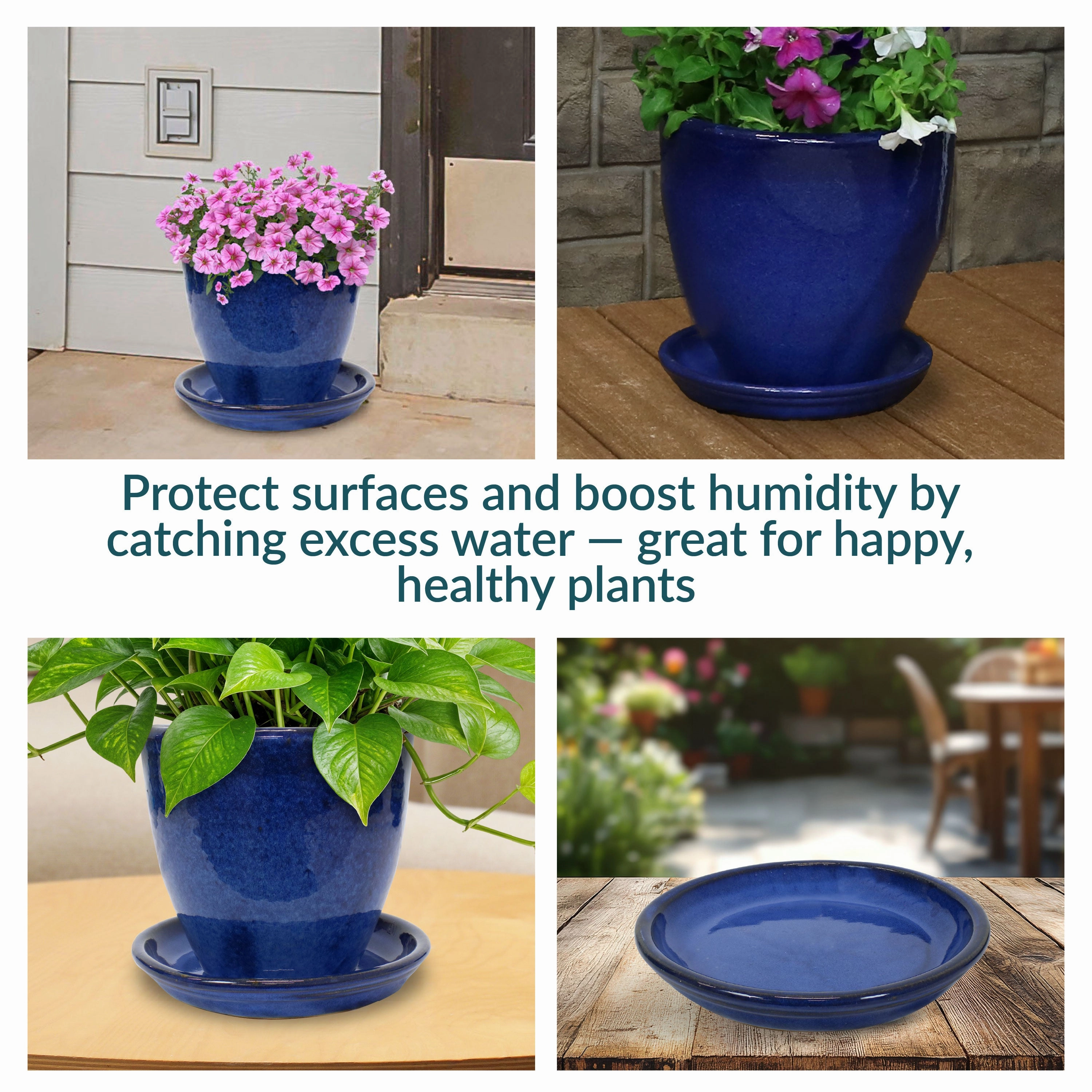 Sunnydaze Set of 2 Glazed Ceramic Planter Saucers