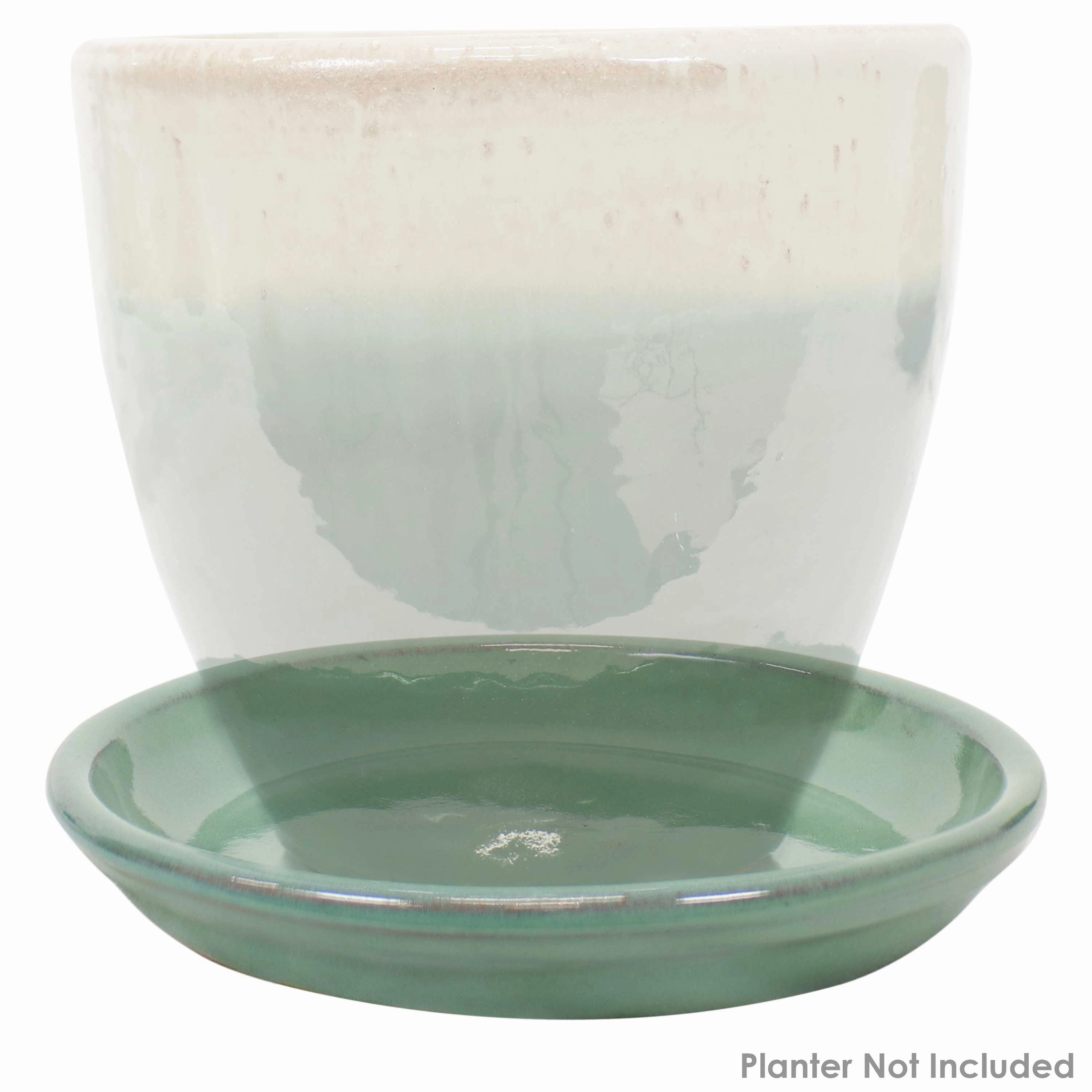 Sunnydaze Set of 2 Glazed Ceramic Planter Saucers