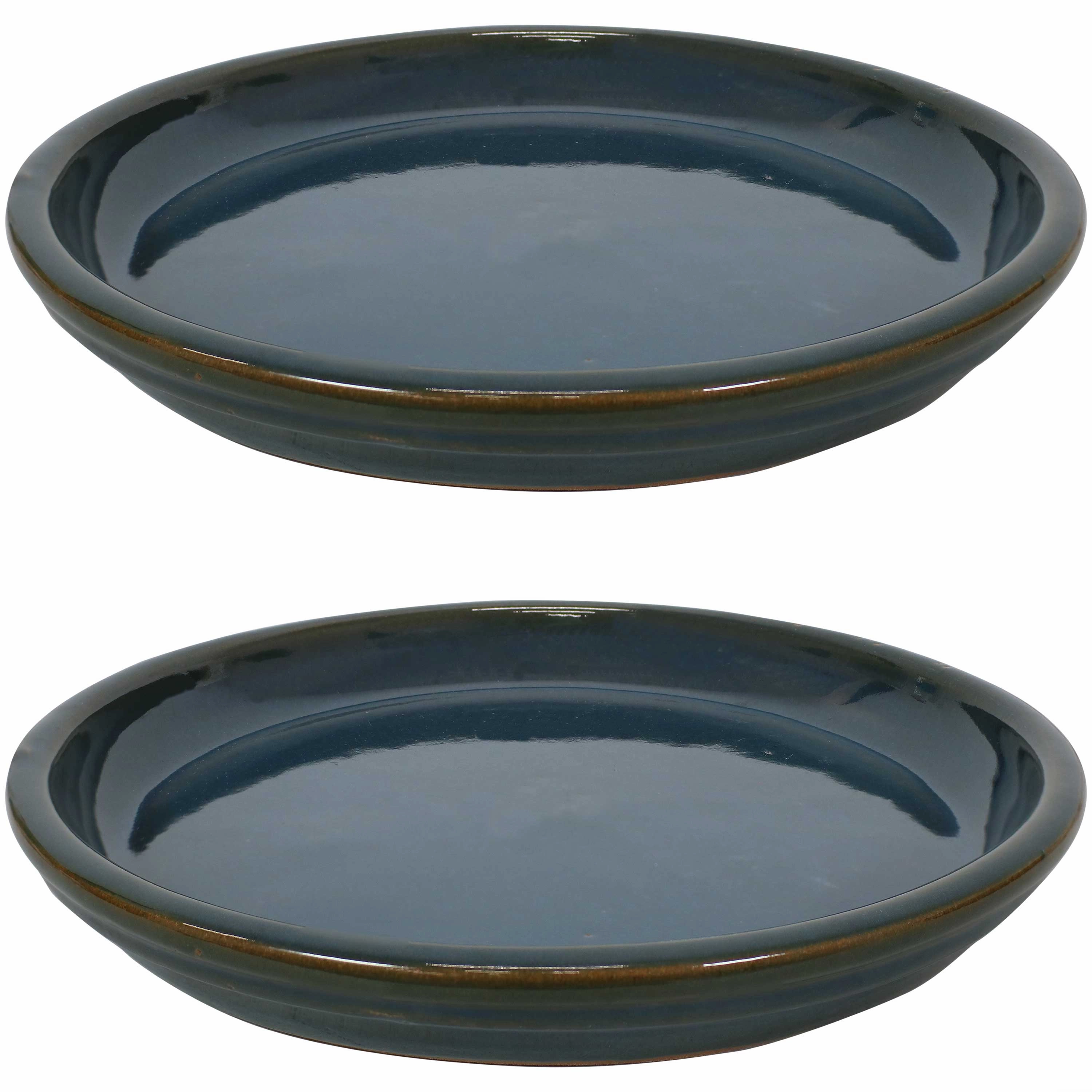 Sunnydaze Set of 2 Glazed Ceramic Planter Saucers