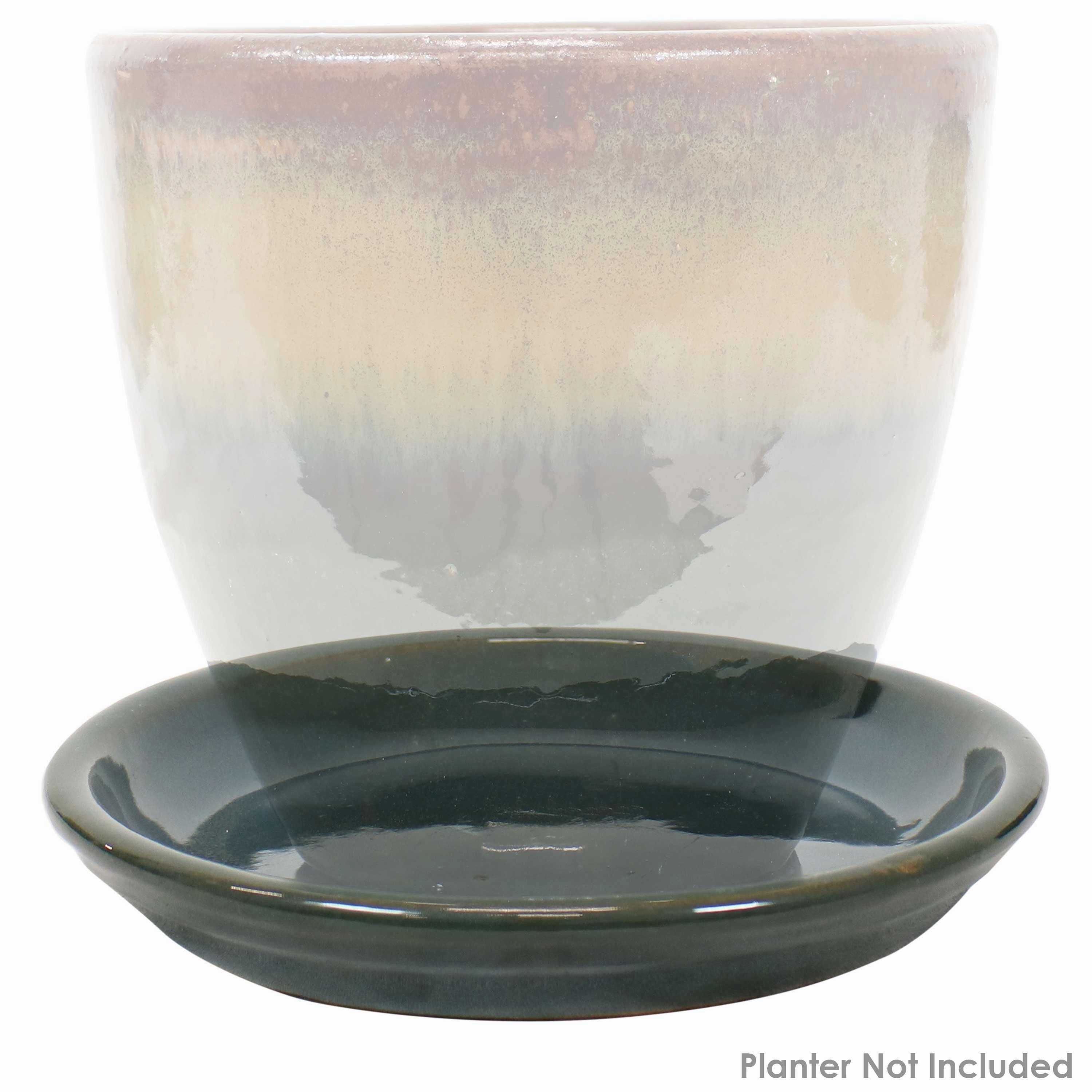 Sunnydaze Set of 2 Glazed Ceramic Planter Saucers