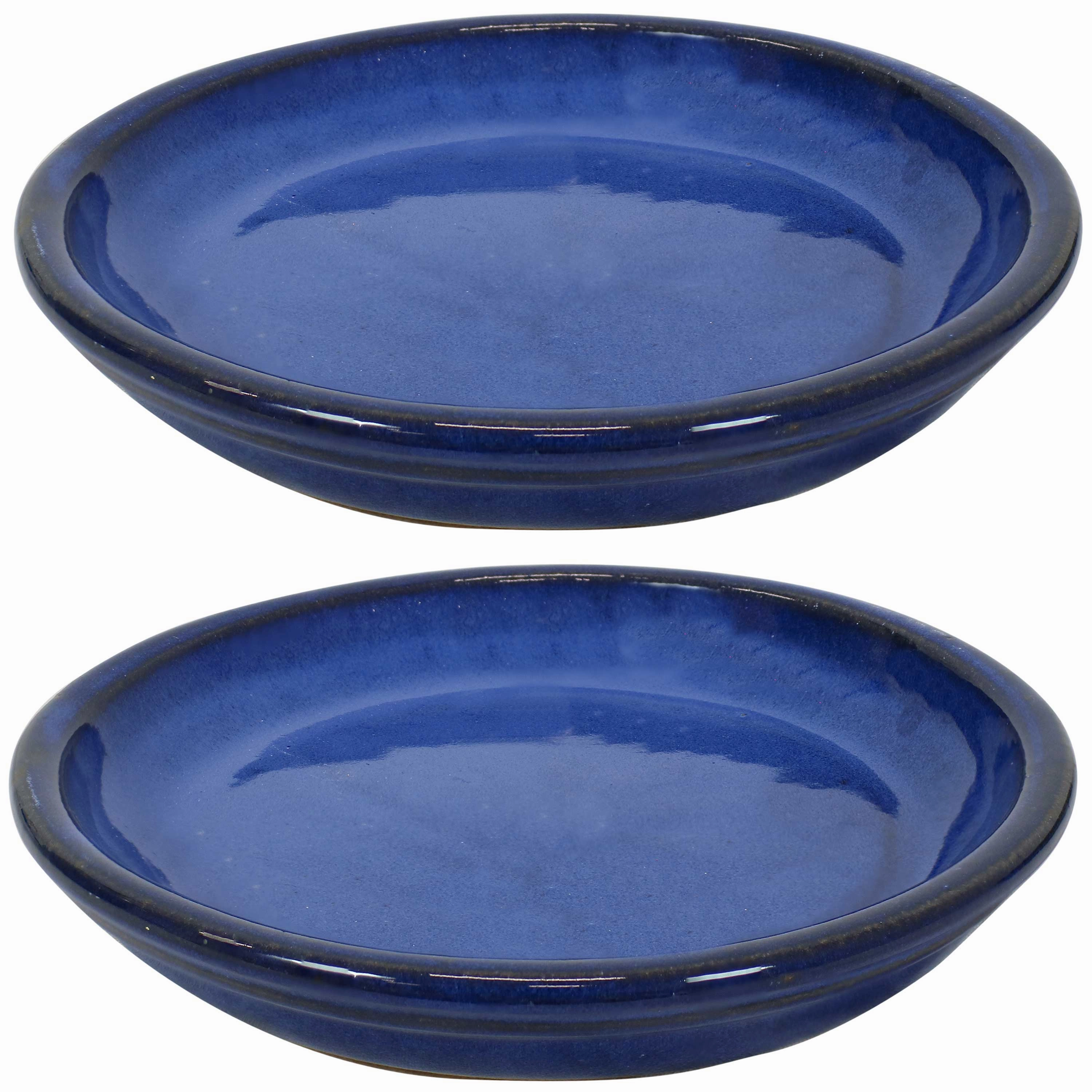 Sunnydaze Set of 2 Glazed Ceramic Planter Saucers decorative outdoor planter box designs