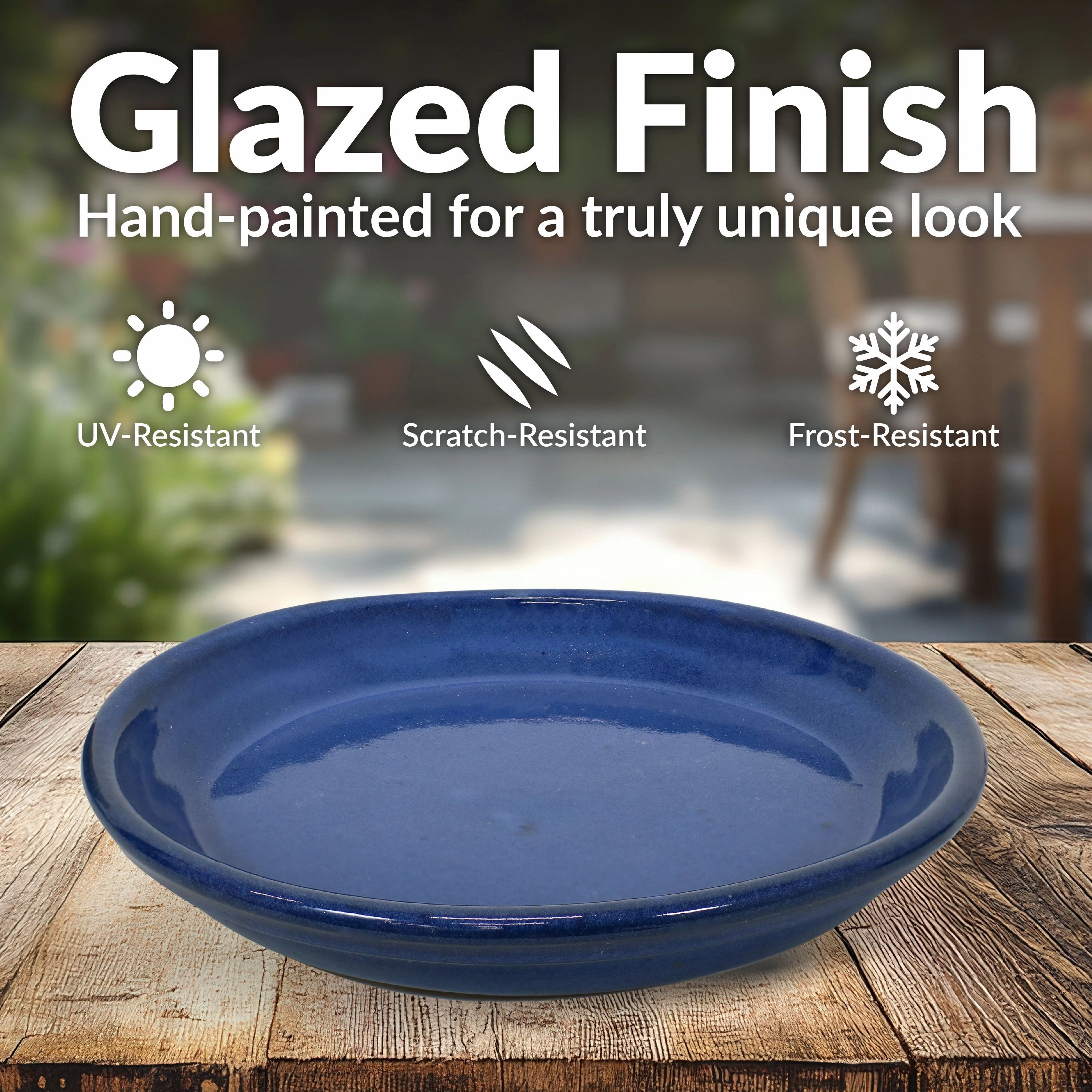 Sunnydaze Set of 2 Glazed Ceramic Planter Saucers