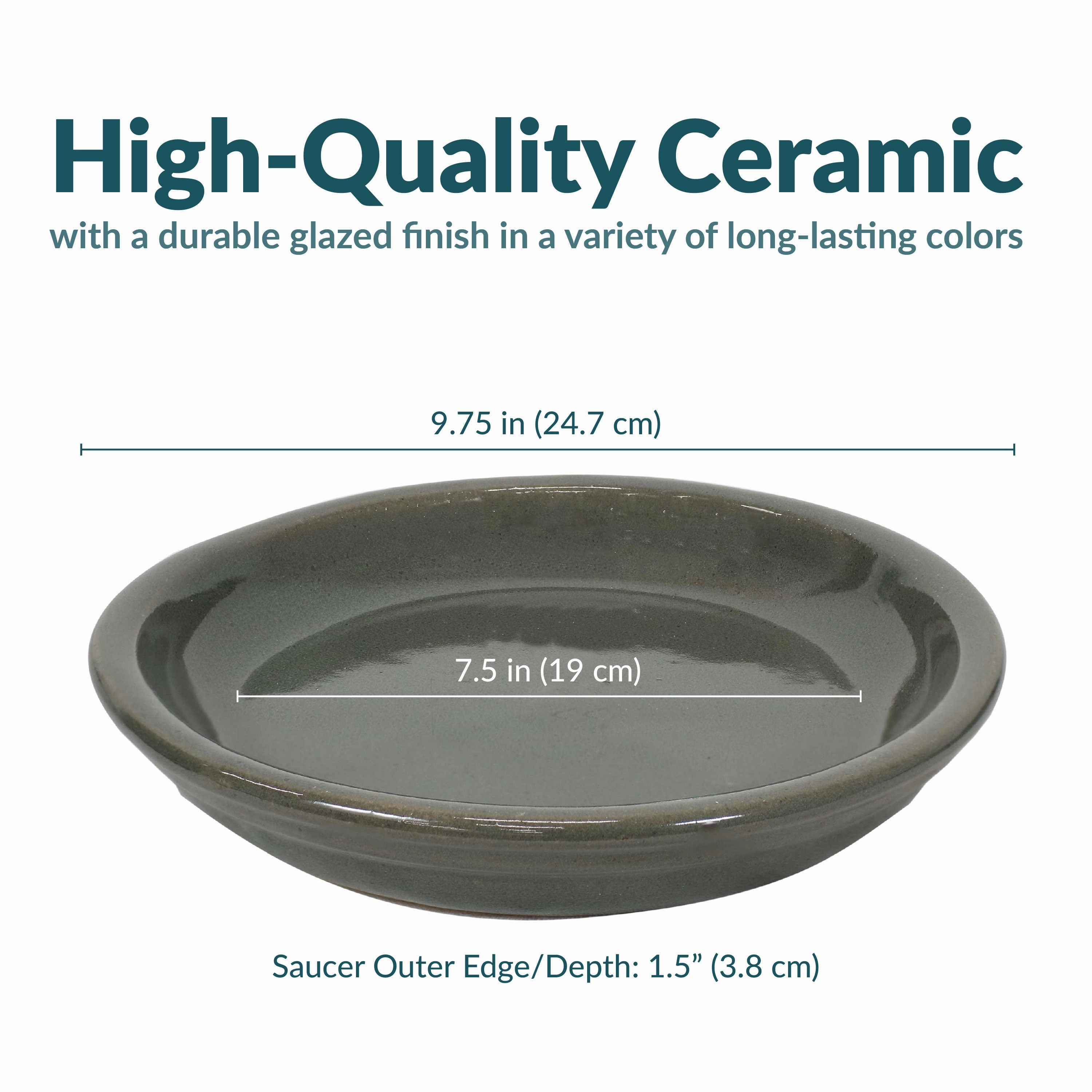 Sunnydaze Set of 2 Glazed Ceramic Planter Saucers