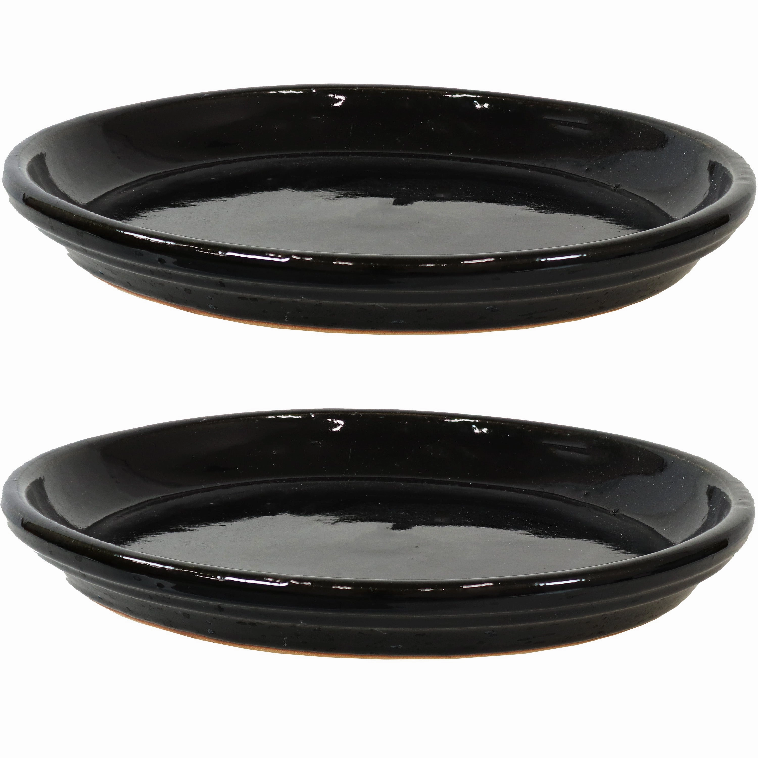 Sunnydaze Set of 2 Glazed Ceramic Planter Saucers