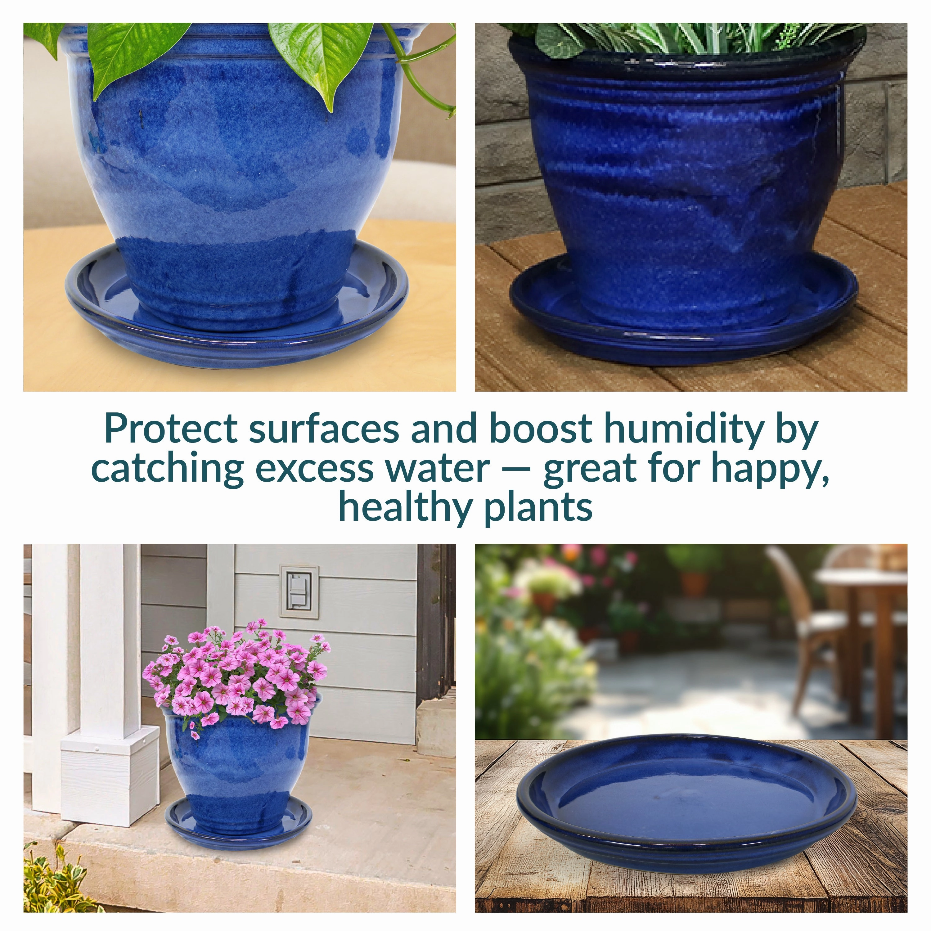 Sunnydaze Set of 2 Glazed Ceramic Planter Saucers