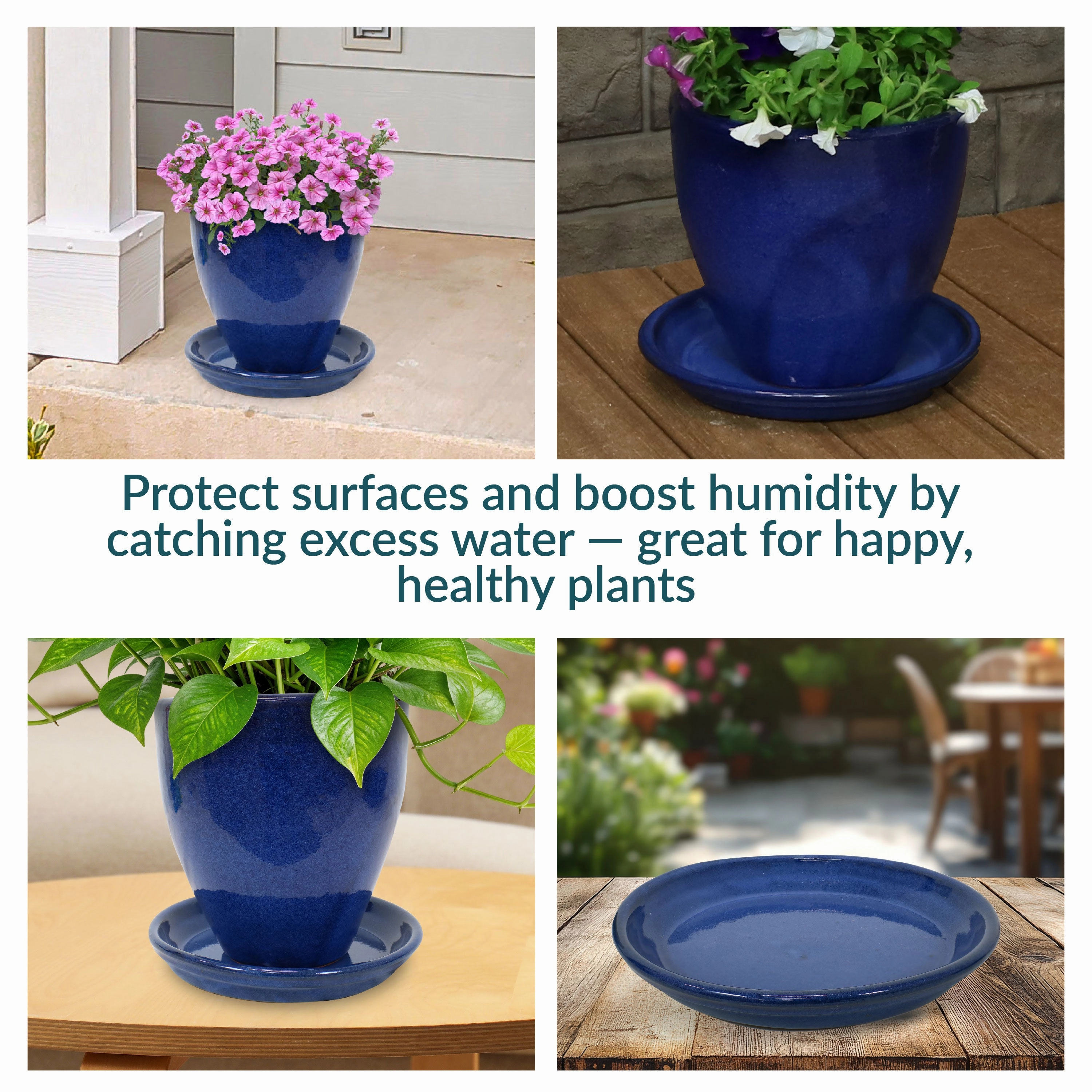 Sunnydaze Set of 2 Glazed Ceramic Planter Saucers
