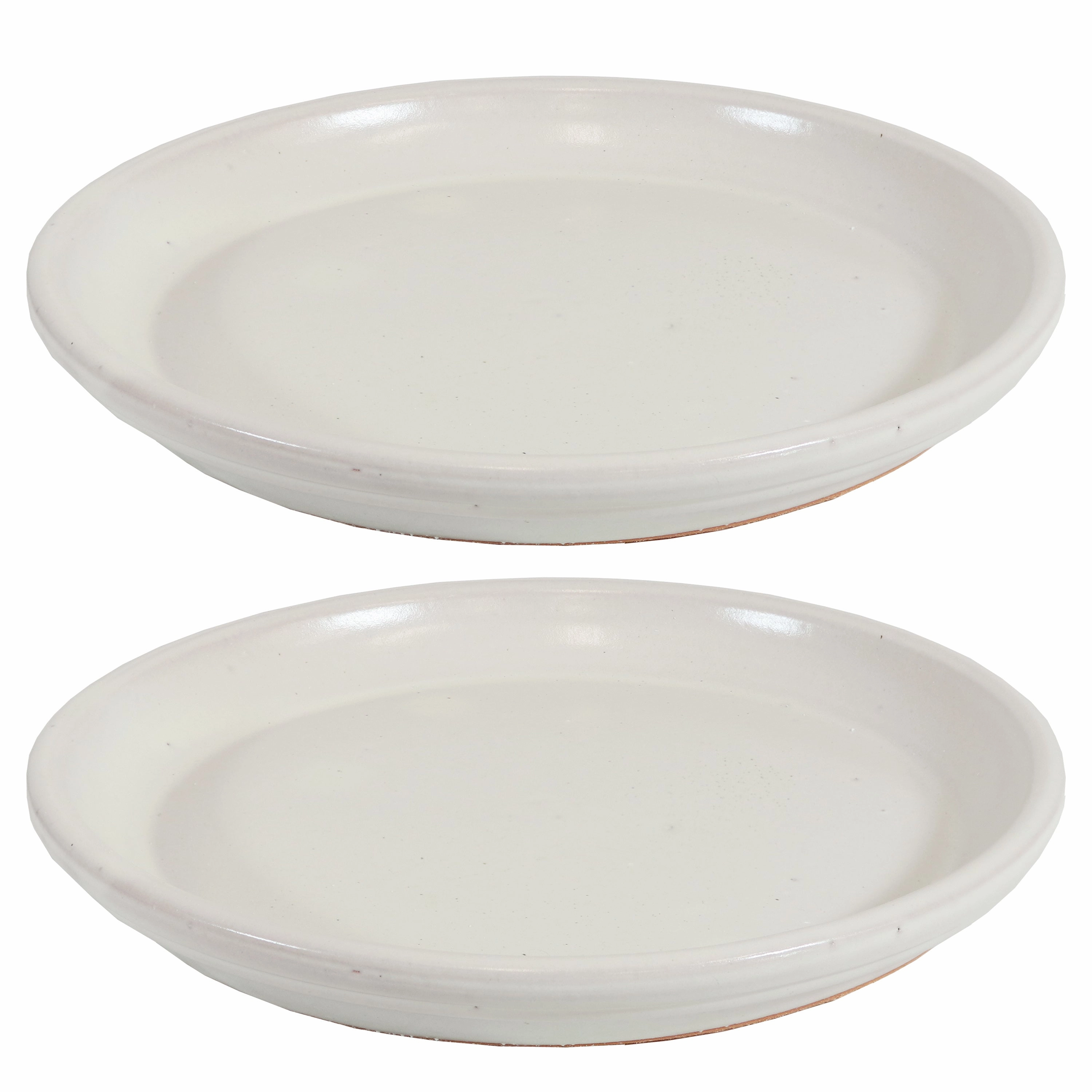 Sunnydaze Set of 2 Glazed Ceramic Planter Saucers