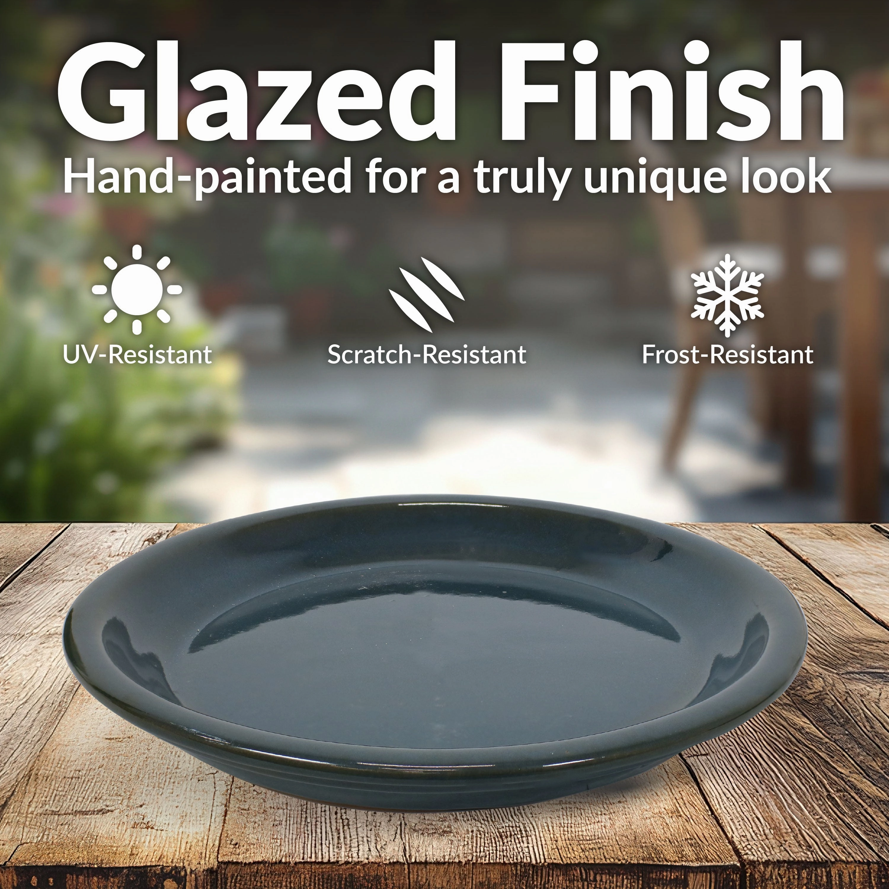 Sunnydaze Set of 2 Glazed Ceramic Planter Saucers
