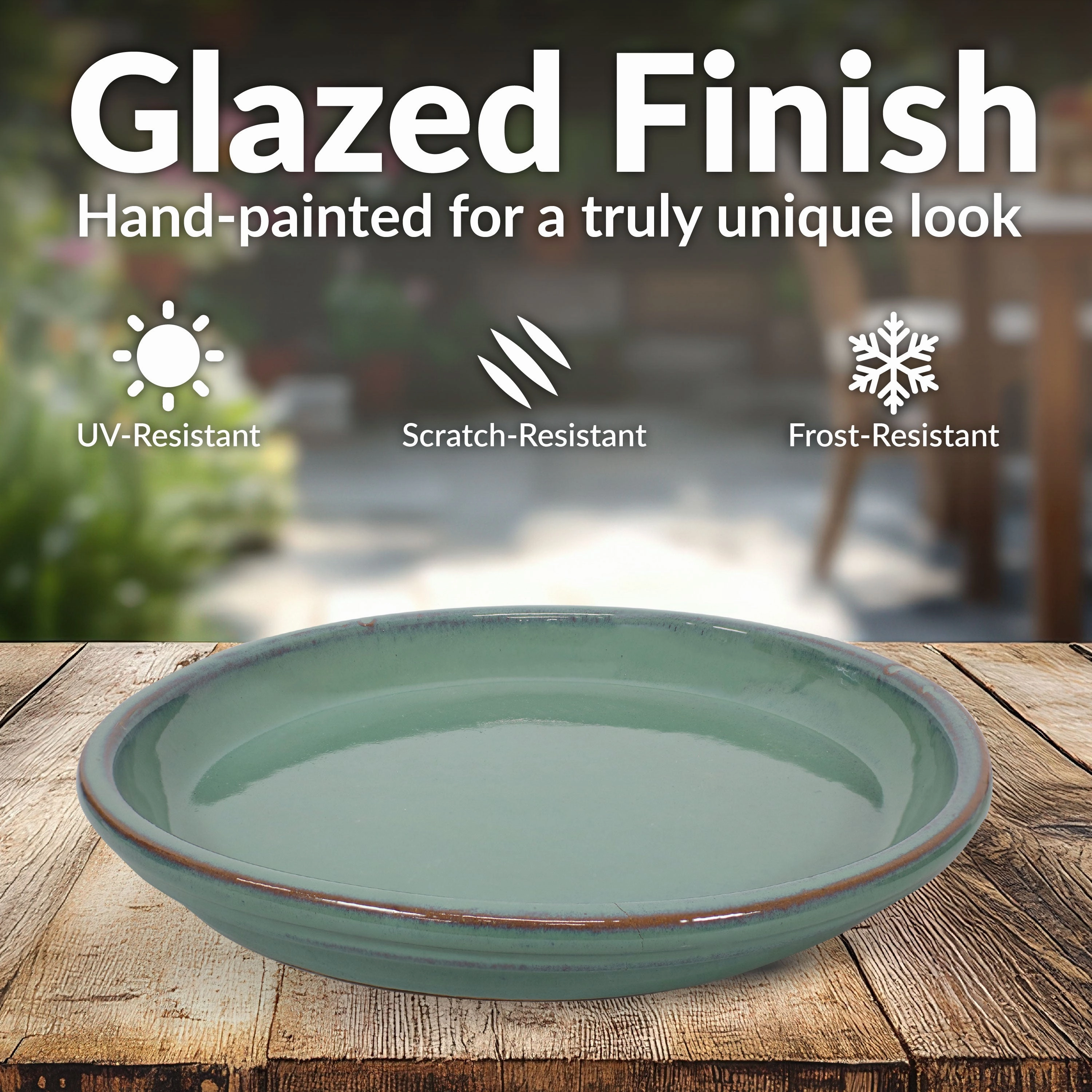 Sunnydaze Set of 2 Glazed Ceramic Planter Saucers