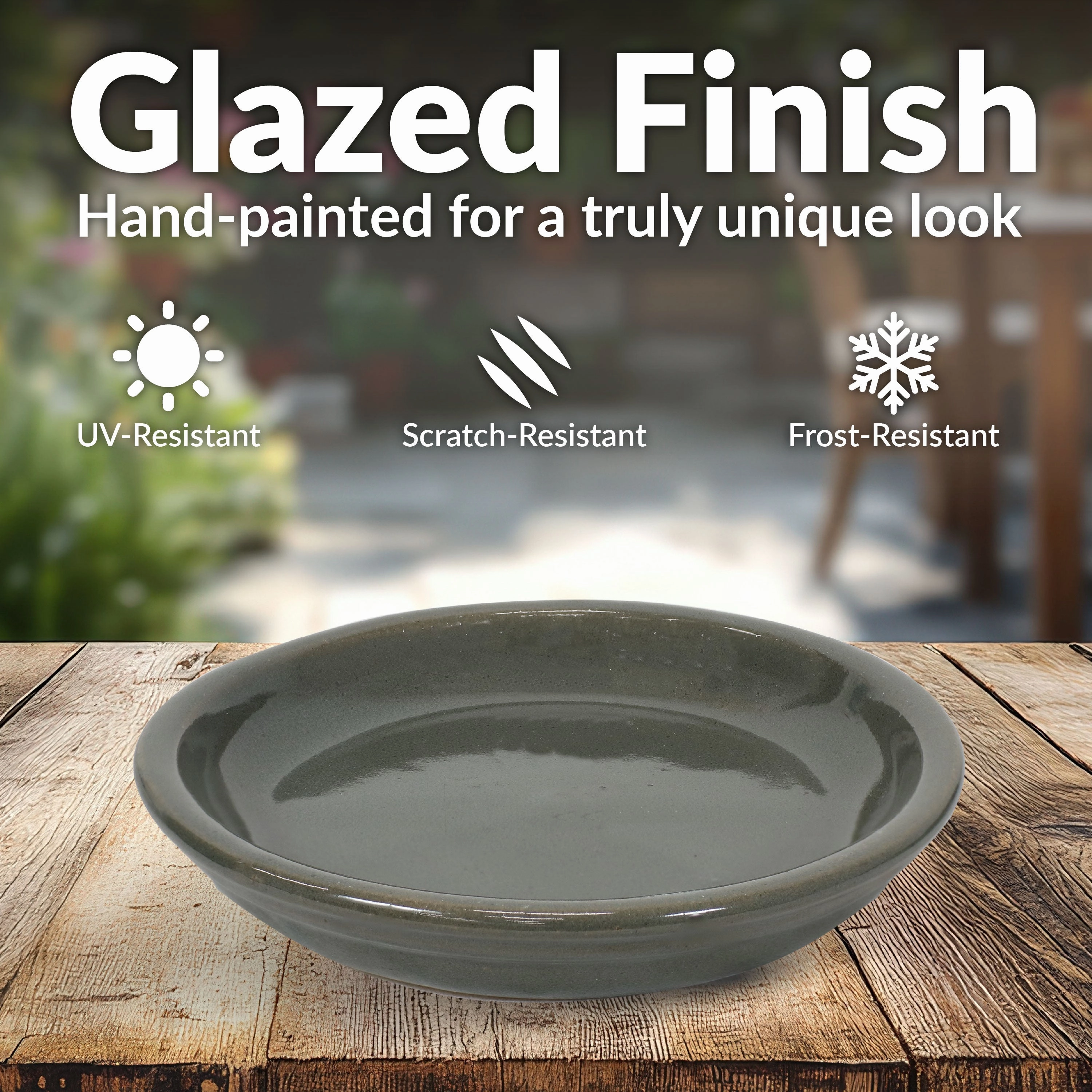 Sunnydaze Set of 2 Glazed Ceramic Planter Saucers